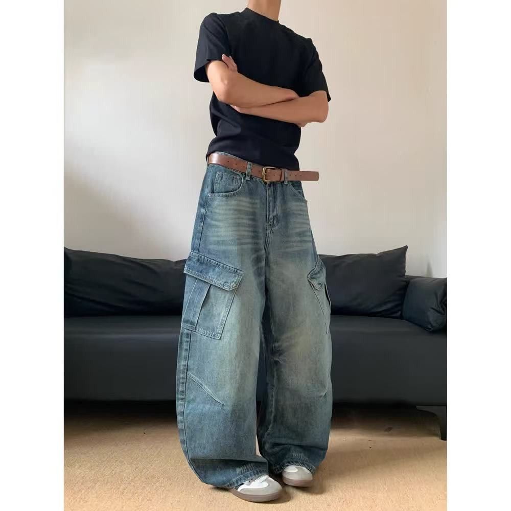 Vintage American-Style High-Street Multi-Pocket Cargo Jeans Size US 32 / EU 48 - 4 Thumbnail