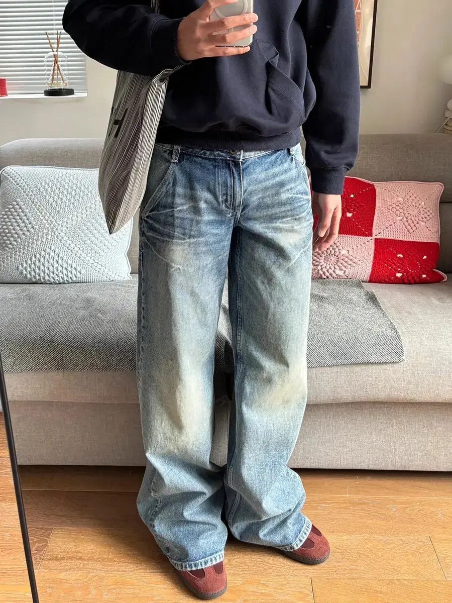 Japanese Brand Loose straight leg lightning jeans Size US 30 / EU 46 - 1 Thumbnail