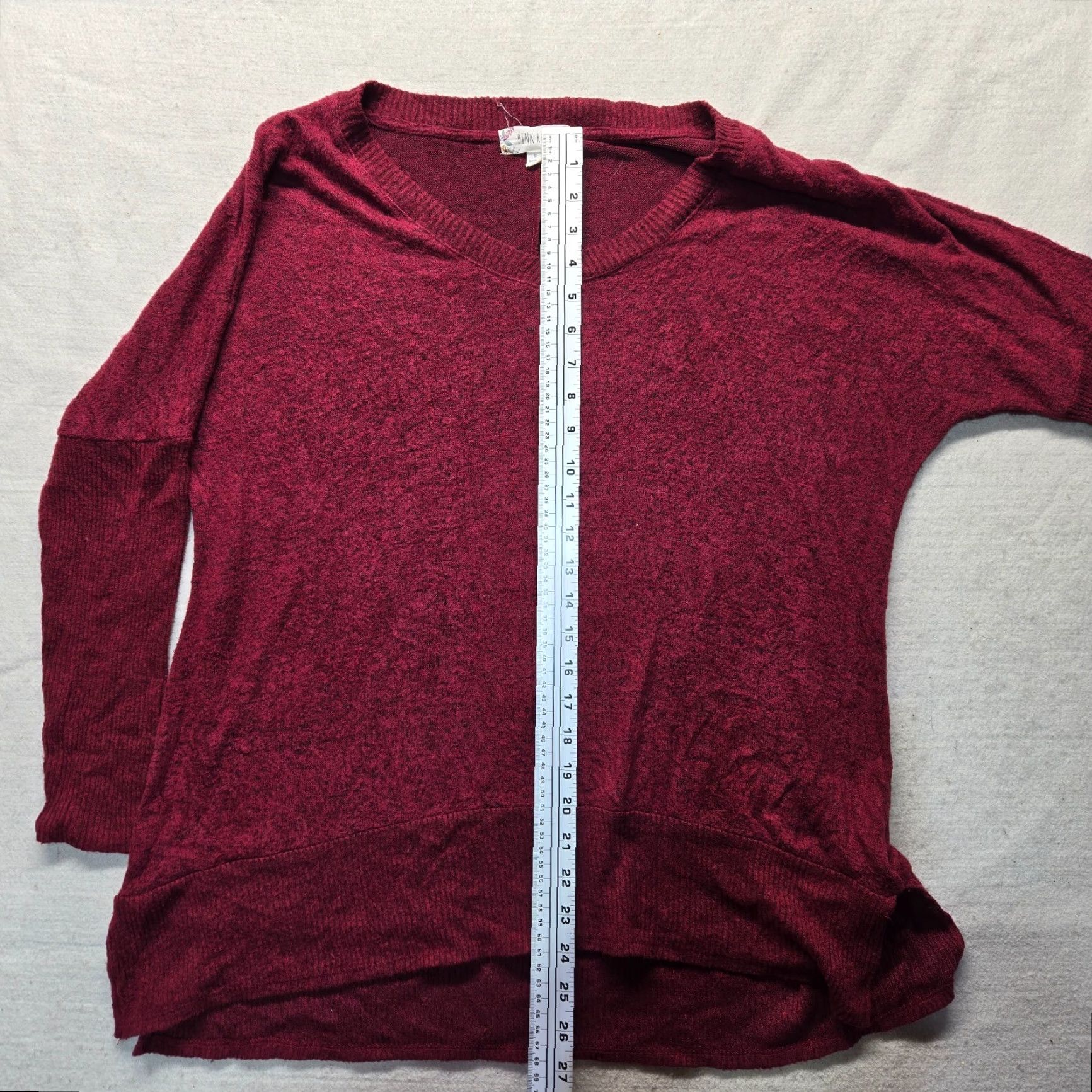 Vintage Pink Rose Sweater Shirt Womens Oversized Long Sleeve V-Neck Purple S Adult Small Size S / US 4 / IT 40 - 6 Thumbnail