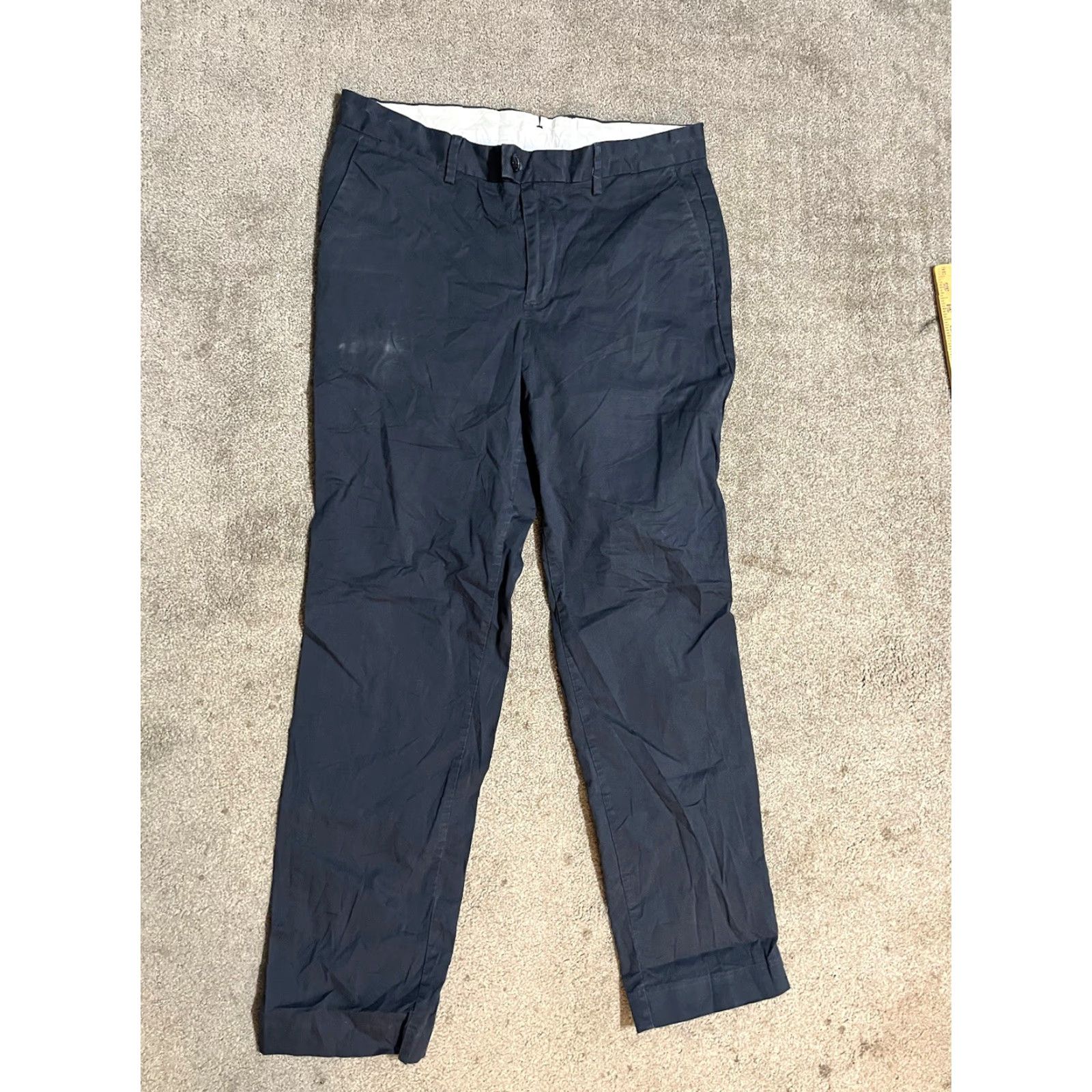 Calvin Klein Calvin Klein Men's Slim Chino Pants 32x30 Blue Navy Distres Stretch Flat Front Straight 30 In Inseam Regular Size 32 Size US 32 / EU 48 - 2 Thumbnail