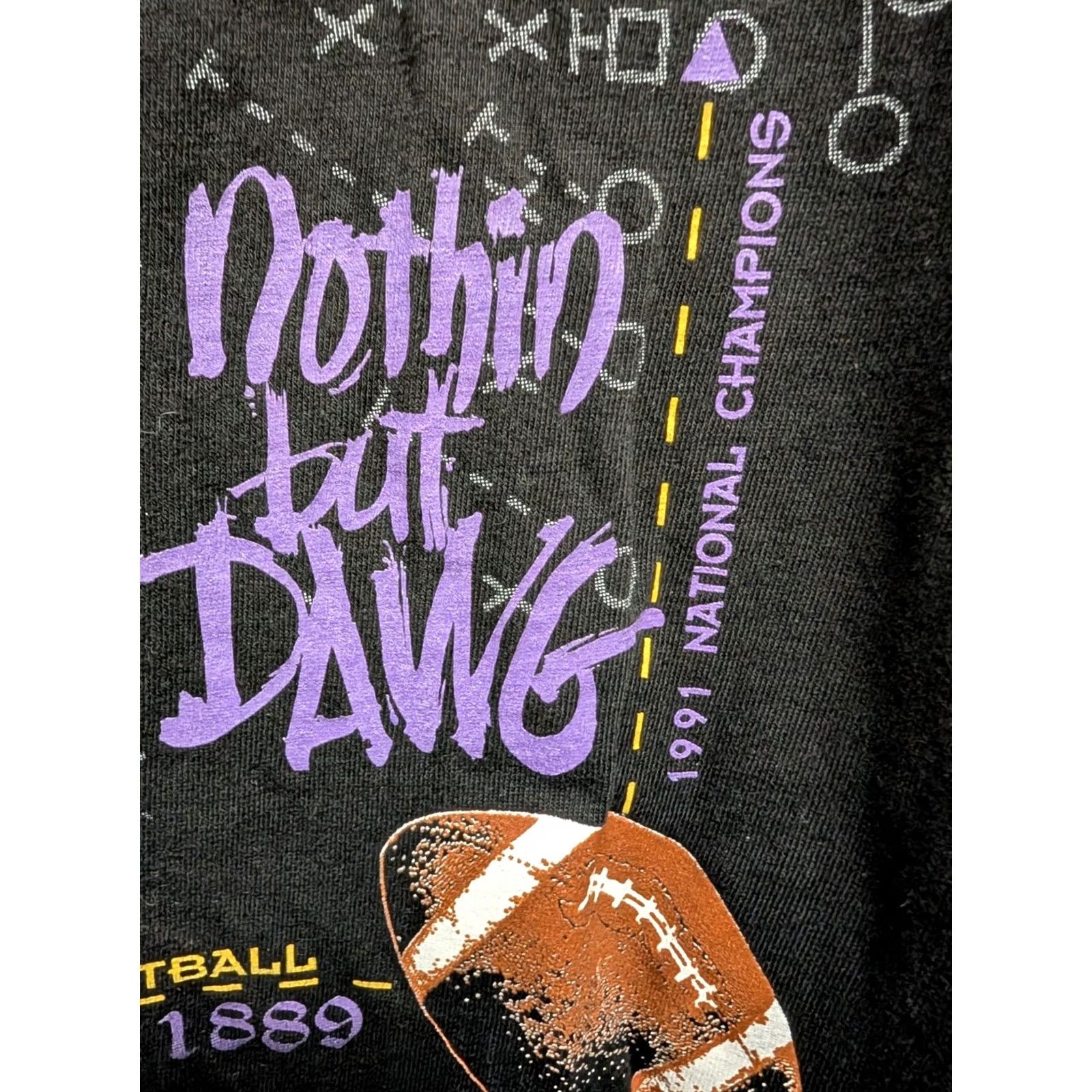 Vintage VINTAGE Washington Huskies T-Shirt Nothin But Dawg National Champions XL UW Oneita Mens Black Cotton 90s College Sports University Size US XL / EU 56 / 4 - 7 Thumbnail