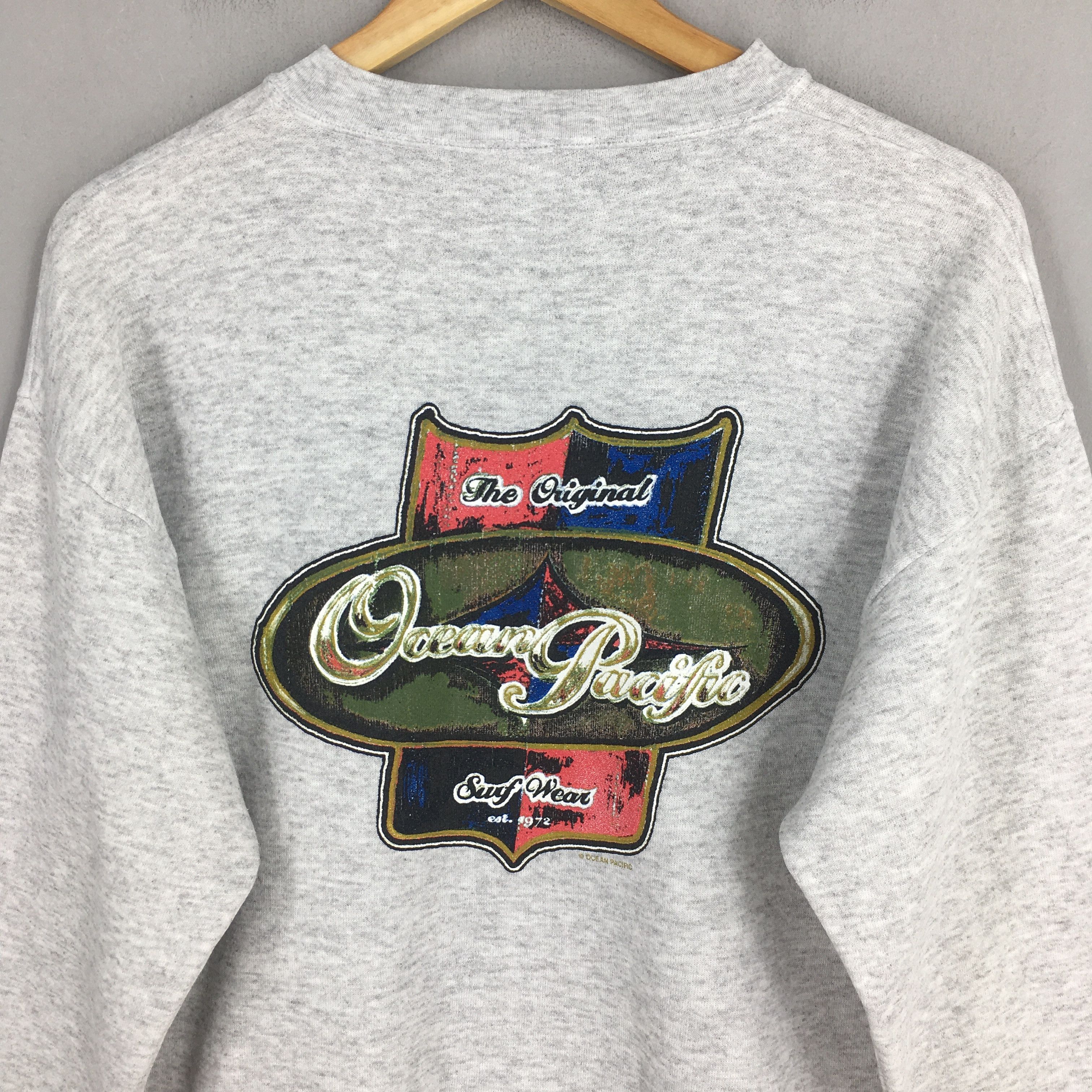 Vintage Vintage 90s OP Ocean Pacific Surfing Gray Sweatshirt Medium Size US M / EU 48-50 / 2 - 8 Thumbnail