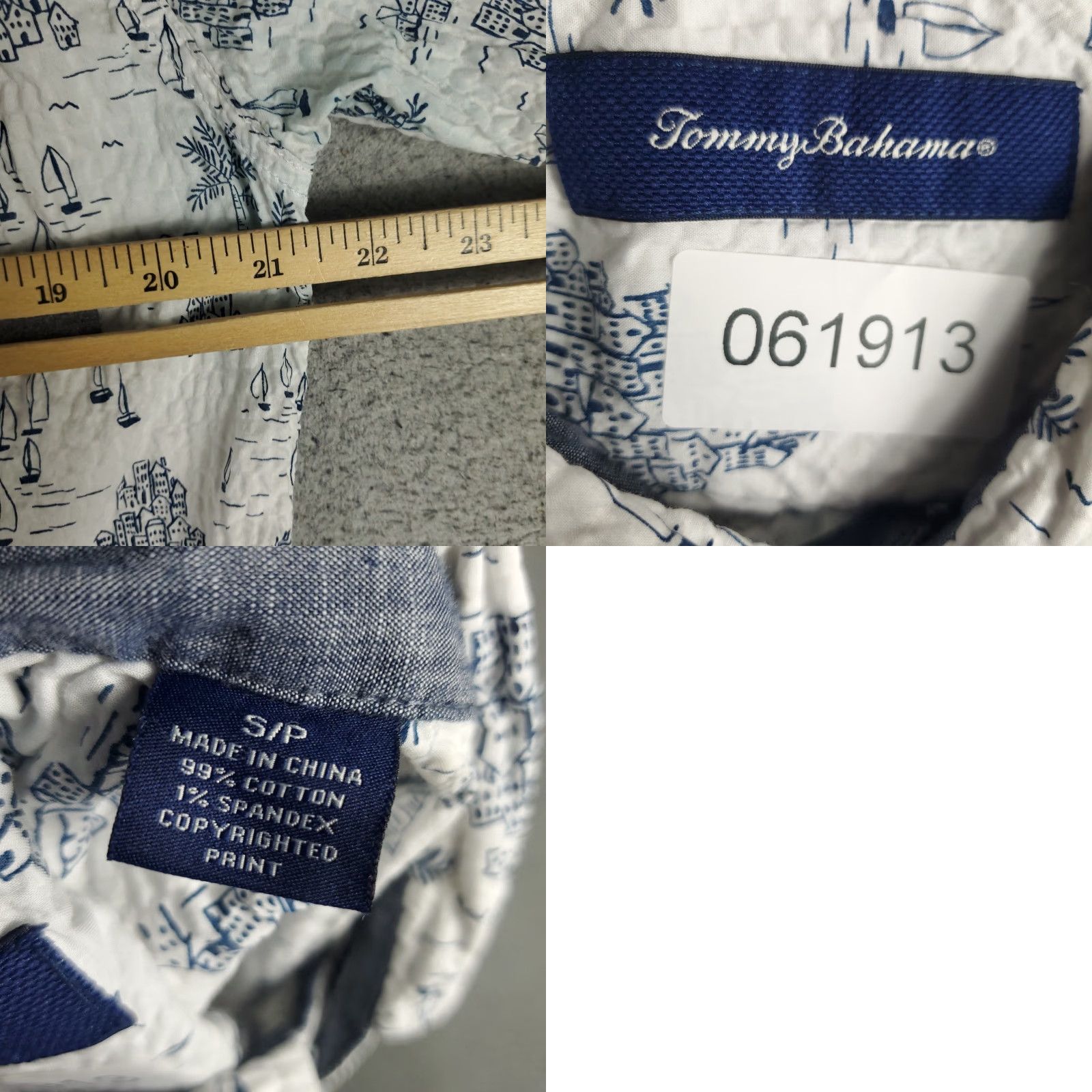 Tommy Bahama Tommy Bahama Shirt Men's Small White Graphic Print Stretch Cotton Button-Up Short Sleeve Tropical Casual Size US S / EU 44-46 / 1 - 8 Thumbnail