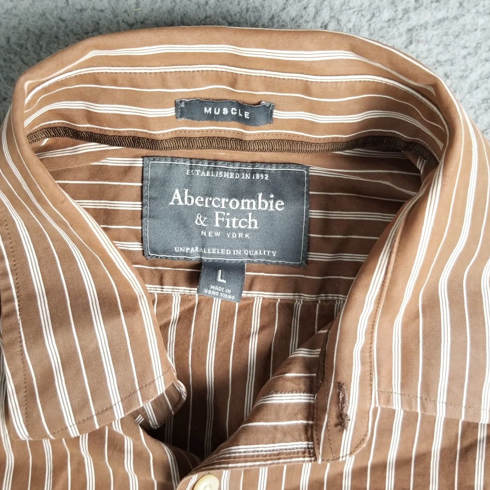 Abercrombie & Fitch Vintage Abercrombie & Fitch Men Large Brown Striped Button-Up Shirt Moose Logo Classic Preppy Size US L / EU 52-54 / 3 - 2 Thumbnail