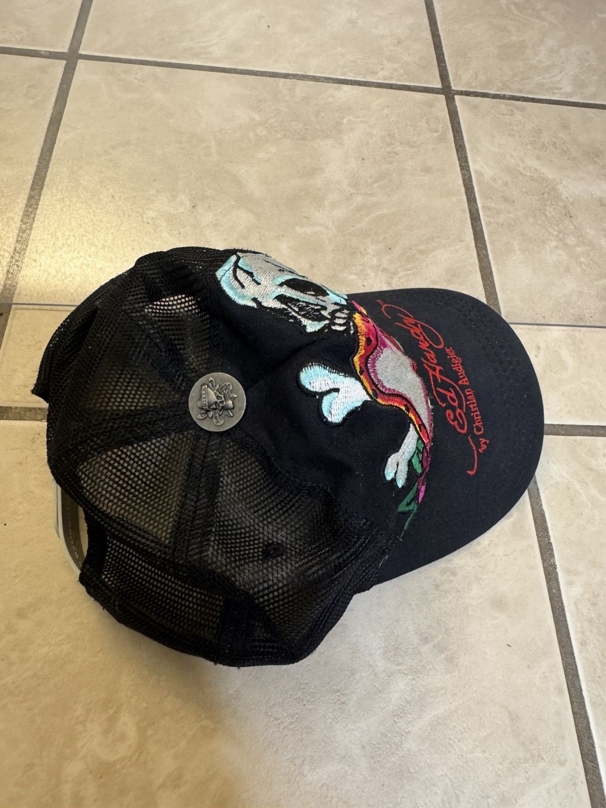 Ed Hardy Ed Hardy by Christian Heart & Crossbones Black Hat SnapBack Size ONE SIZE - 6 Thumbnail