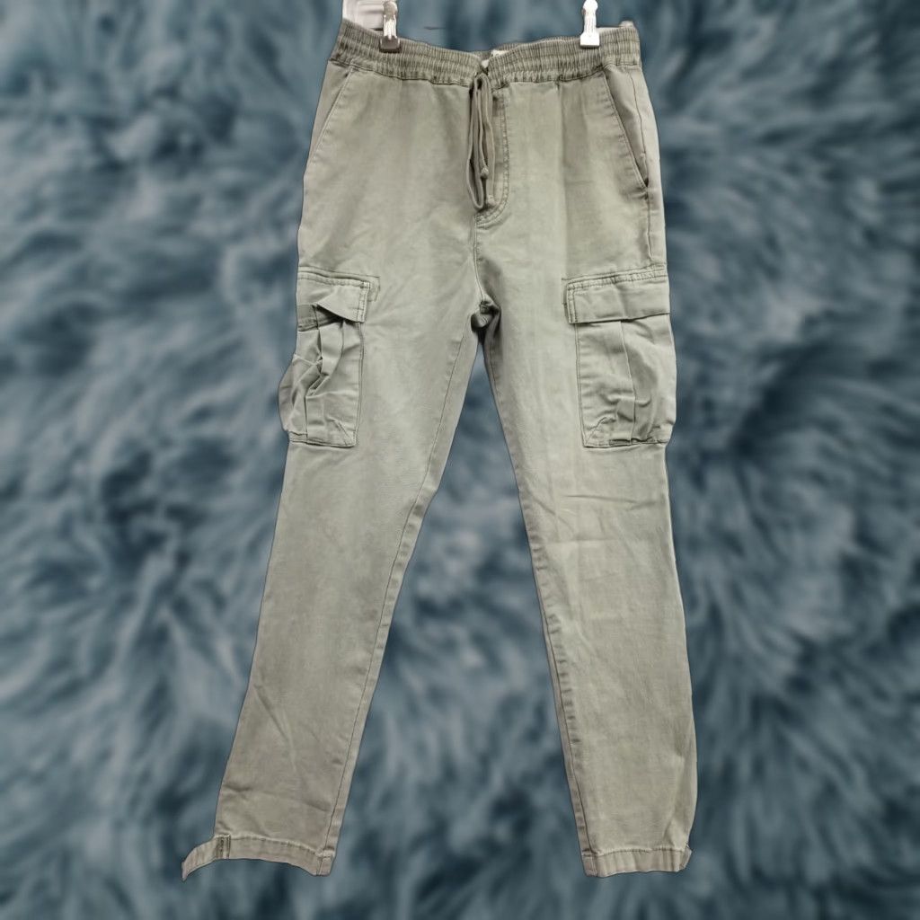 Pacsun PacSun Men Medium Cargo Jogger Pants Gray Elastic Drawstring Waist Pockets Gray Size US 31 - 1 Thumbnail