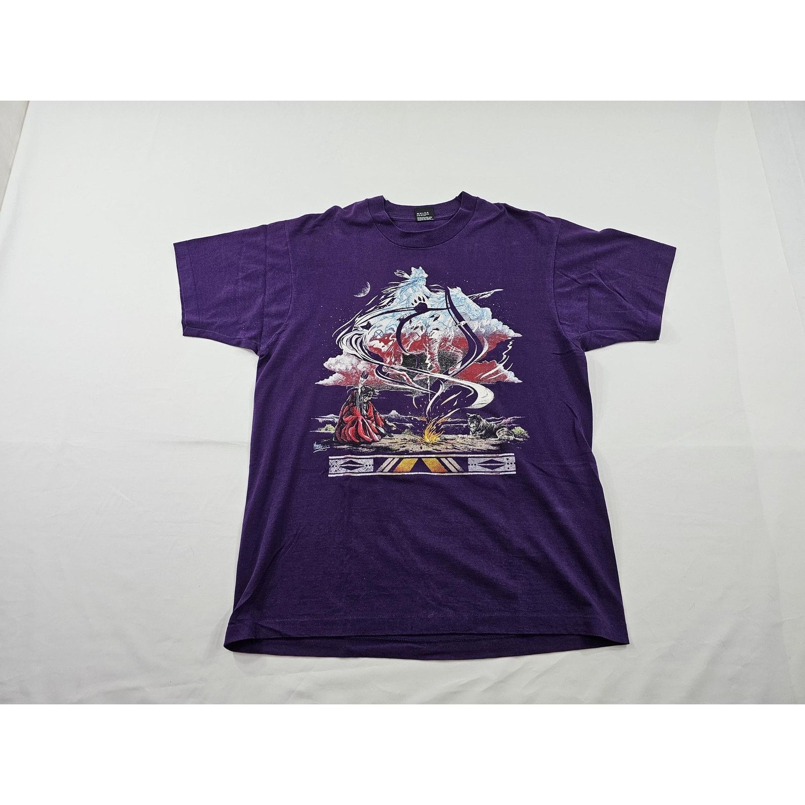 Other Native American Wolf T-shirt, Purple Warrior Spirit Sz L 90s Size US L / EU 52-54 / 3 - 1 Thumbnail