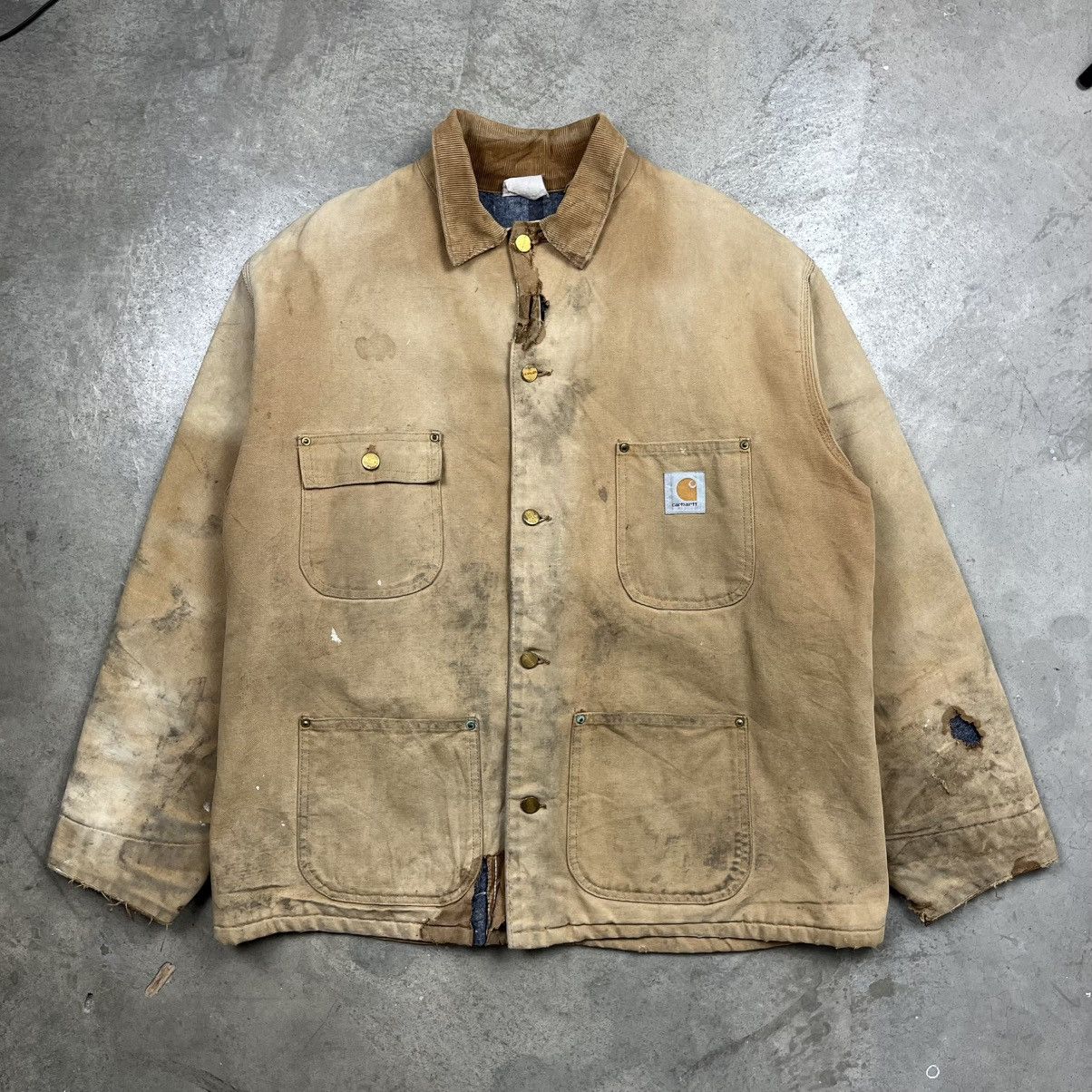 Carhartt 1990s carhartt chore jacket heavily distressed Size US XL / EU 56 / 4 - 7 Thumbnail