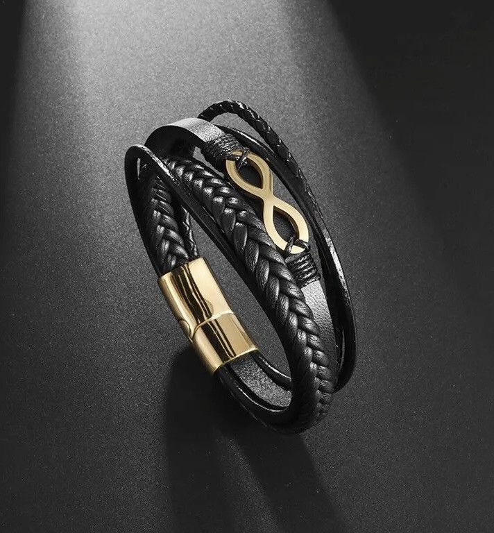 Leather × Vintage Retro Multilayered Leather Bracelet Size ONE SIZE - 1 Thumbnail