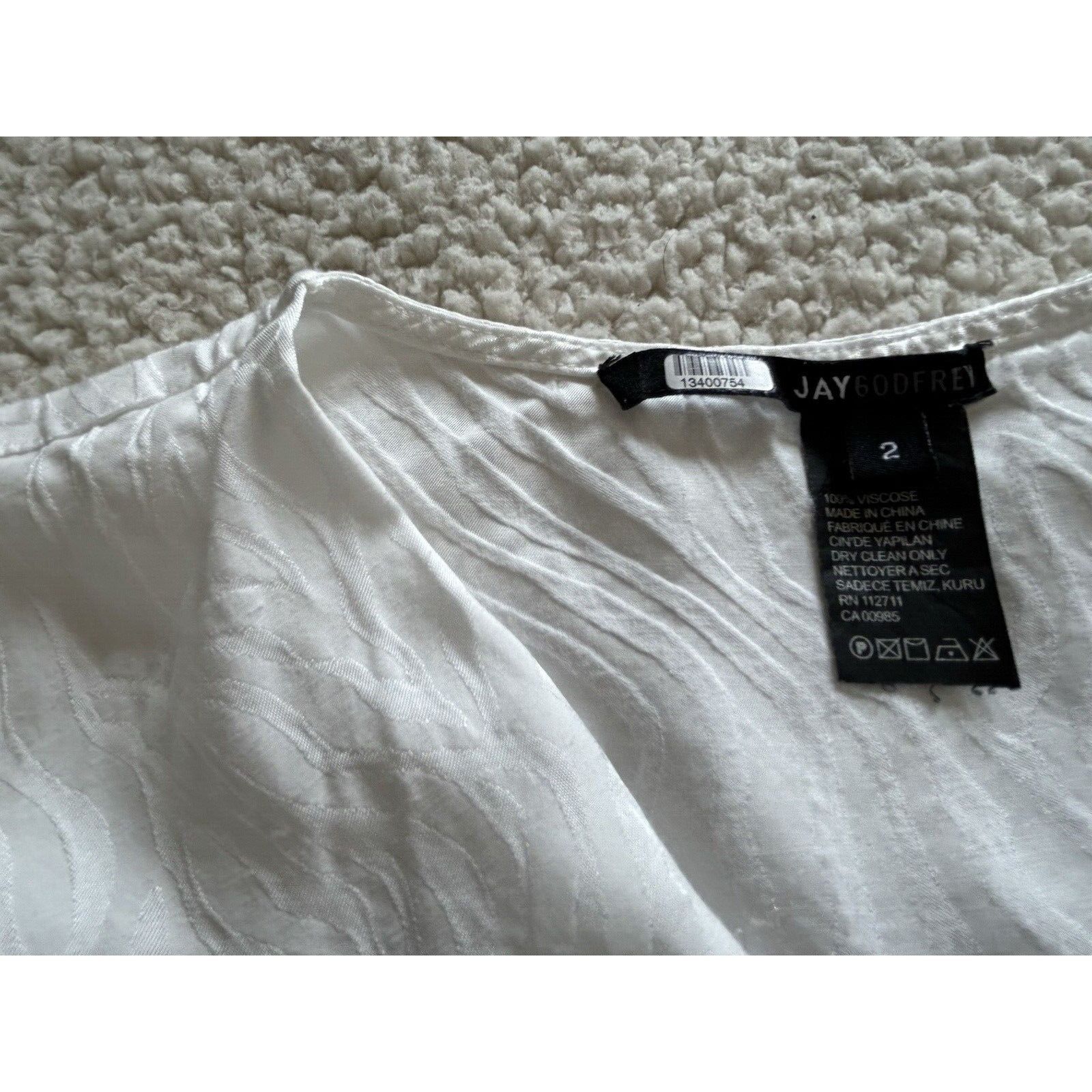 Designer Jay Godfrey Hannah Wrap Top V-Neck Long Sleeve Jacquard Tie Size XS / US 0-2 / IT 36-38 - 3 Thumbnail