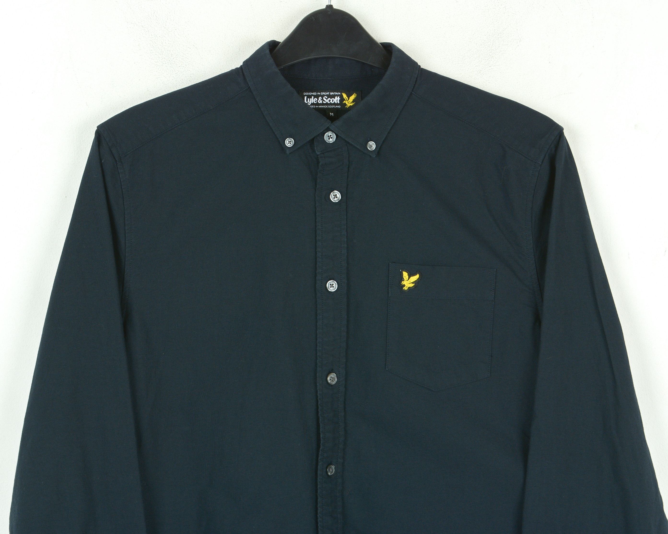 Lyle & Scott Button Up Shirt M Long Sleeved Formal Cotton Navy Blue Top Size US M / EU 48-50 / 2 - 2 Thumbnail