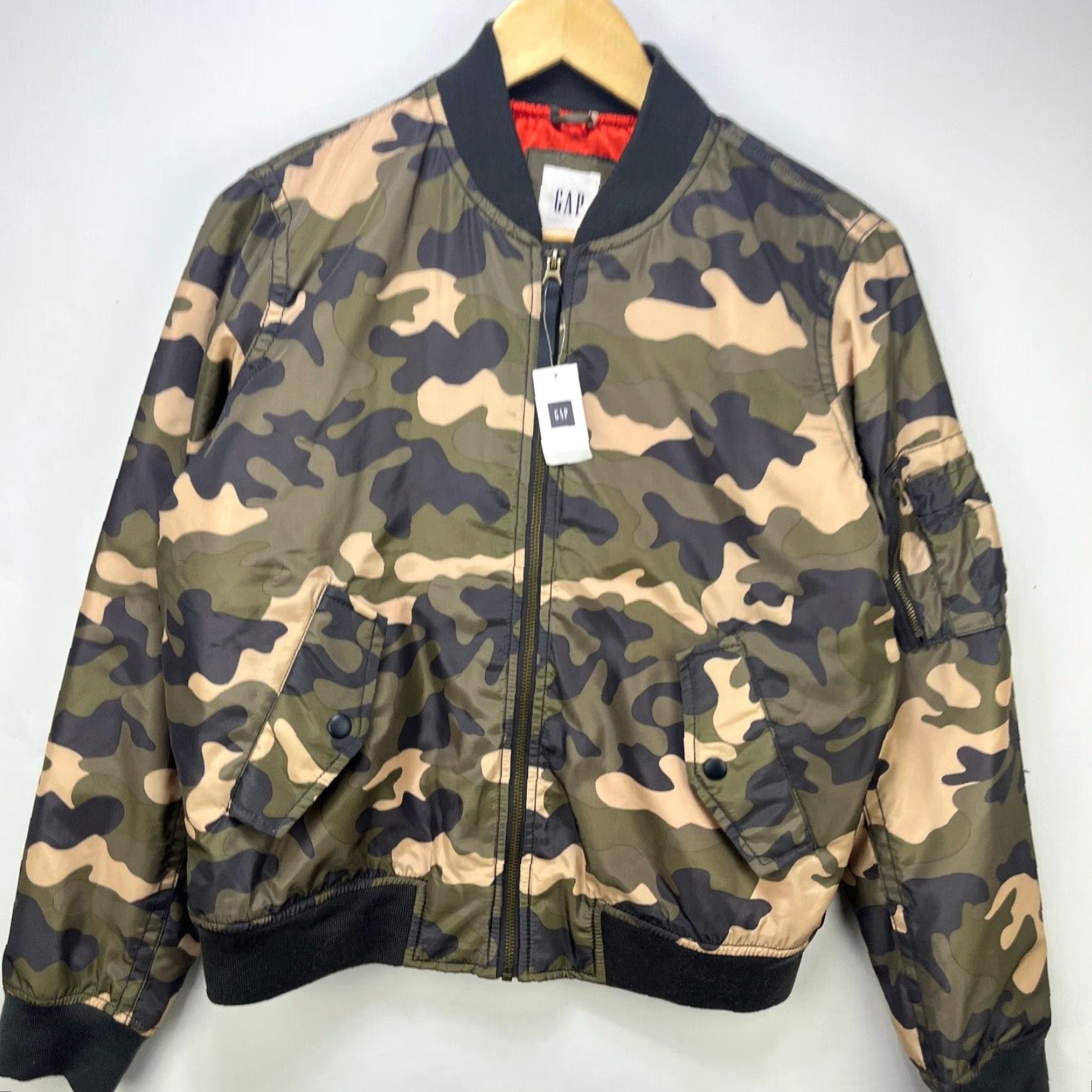 Gap VINTAGE Gap Camo Flight Bomber Jacket Zip Up Medium Mens Size US M / EU 48-50 / 2 - 2 Thumbnail