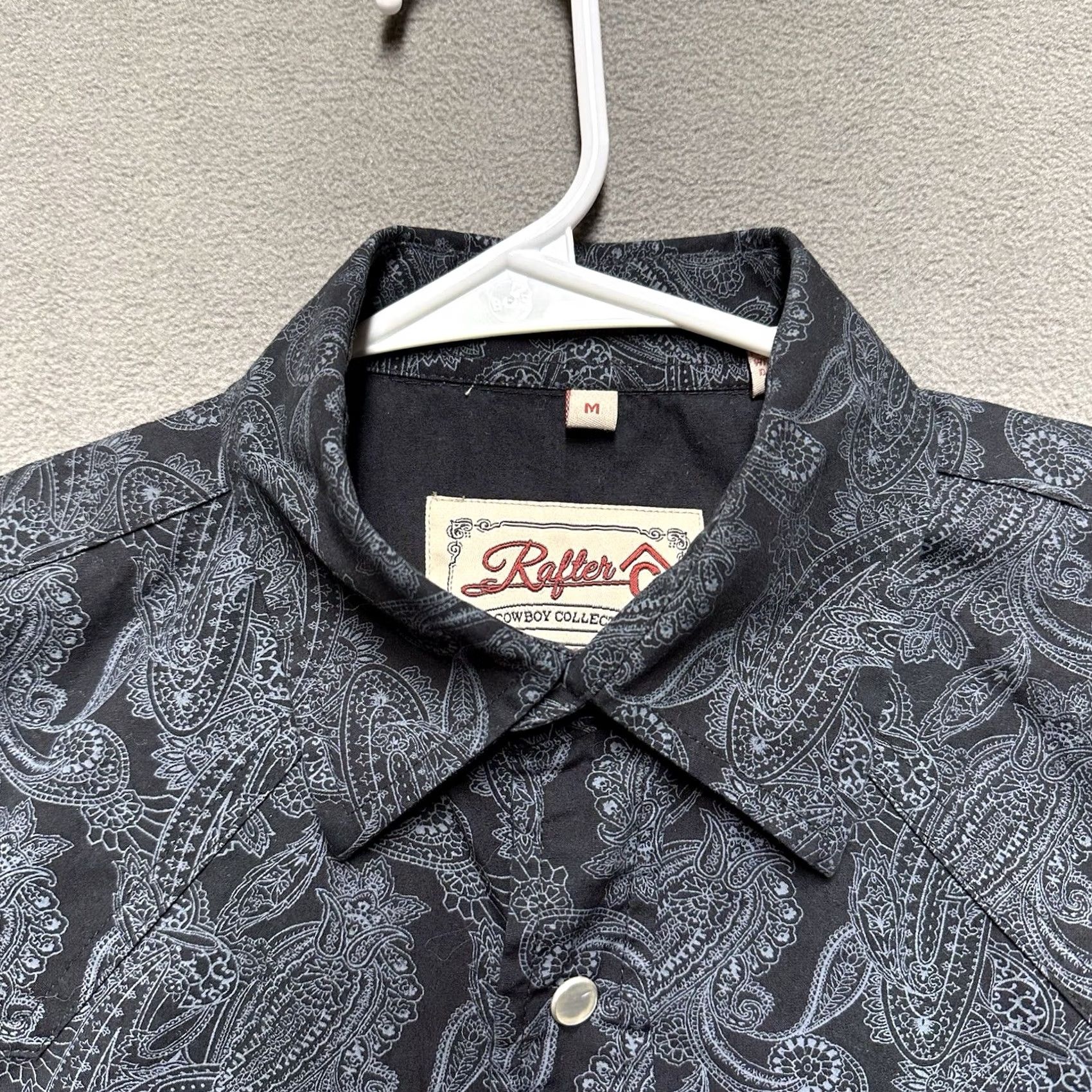Vintage Rafter C Shirt Mens Medium Black/Gray Paisley Pearl Snap Cowboy Collection EUC Size US M / EU 48-50 / 2 - 3 Thumbnail
