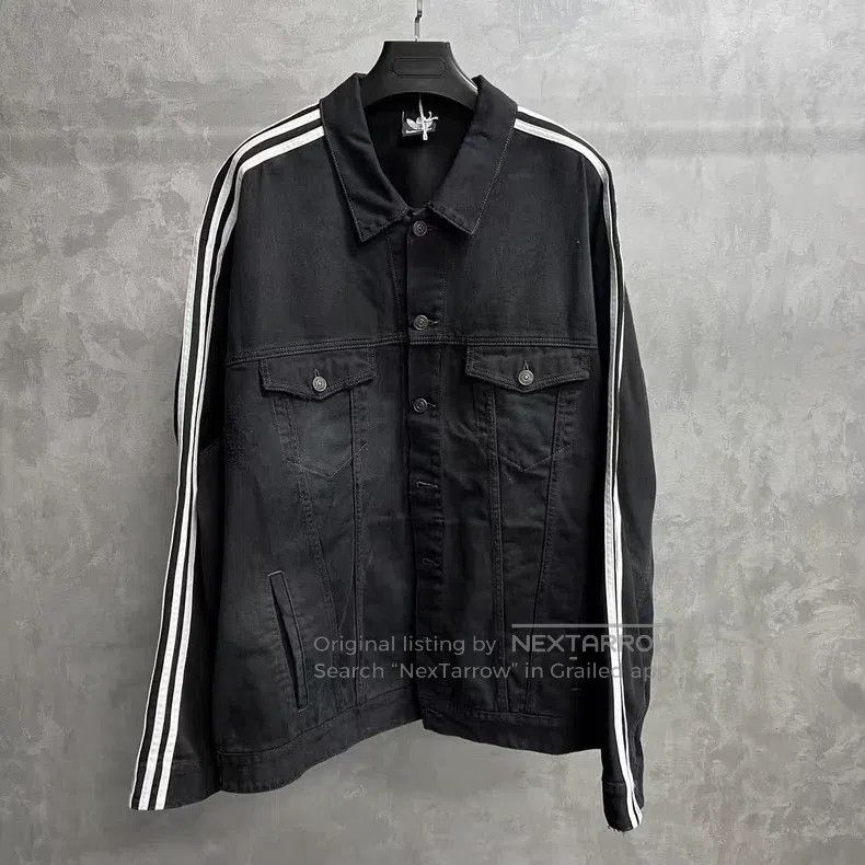 Balenciaga Balenciaga Black Printed Striped Long-sleeve Denim Jacket Size US XL / EU 56 / 4 - 1 Thumbnail