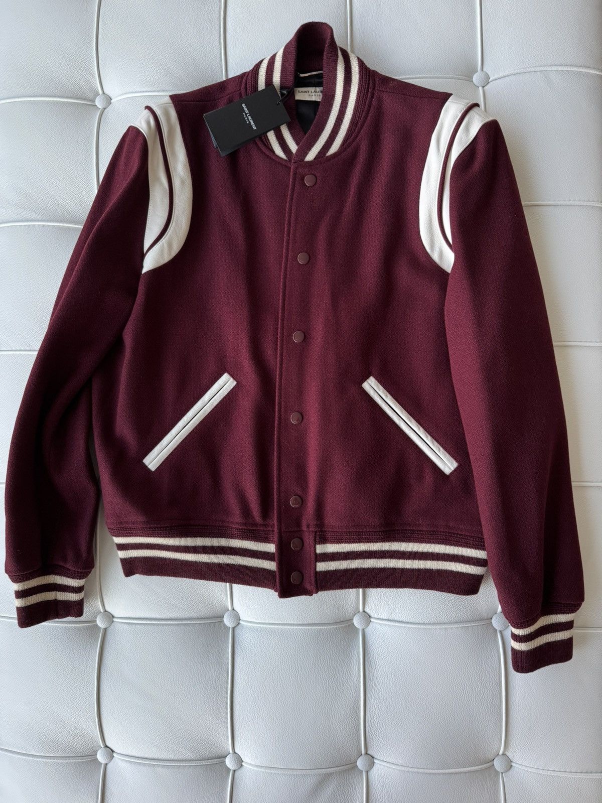 Saint Laurent Teddy Jacket Size 50 Bordeaux