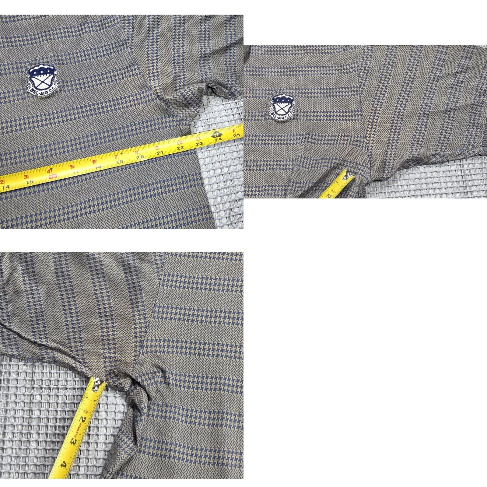 Vintage Bobby Jones Bel-Air C.C Embroidered Polo Shirt L Gray Houndstooth Button-Up Short Sleeve Italy Vintage Mens Size US L / EU 52-54 / 3 - 9 Thumbnail