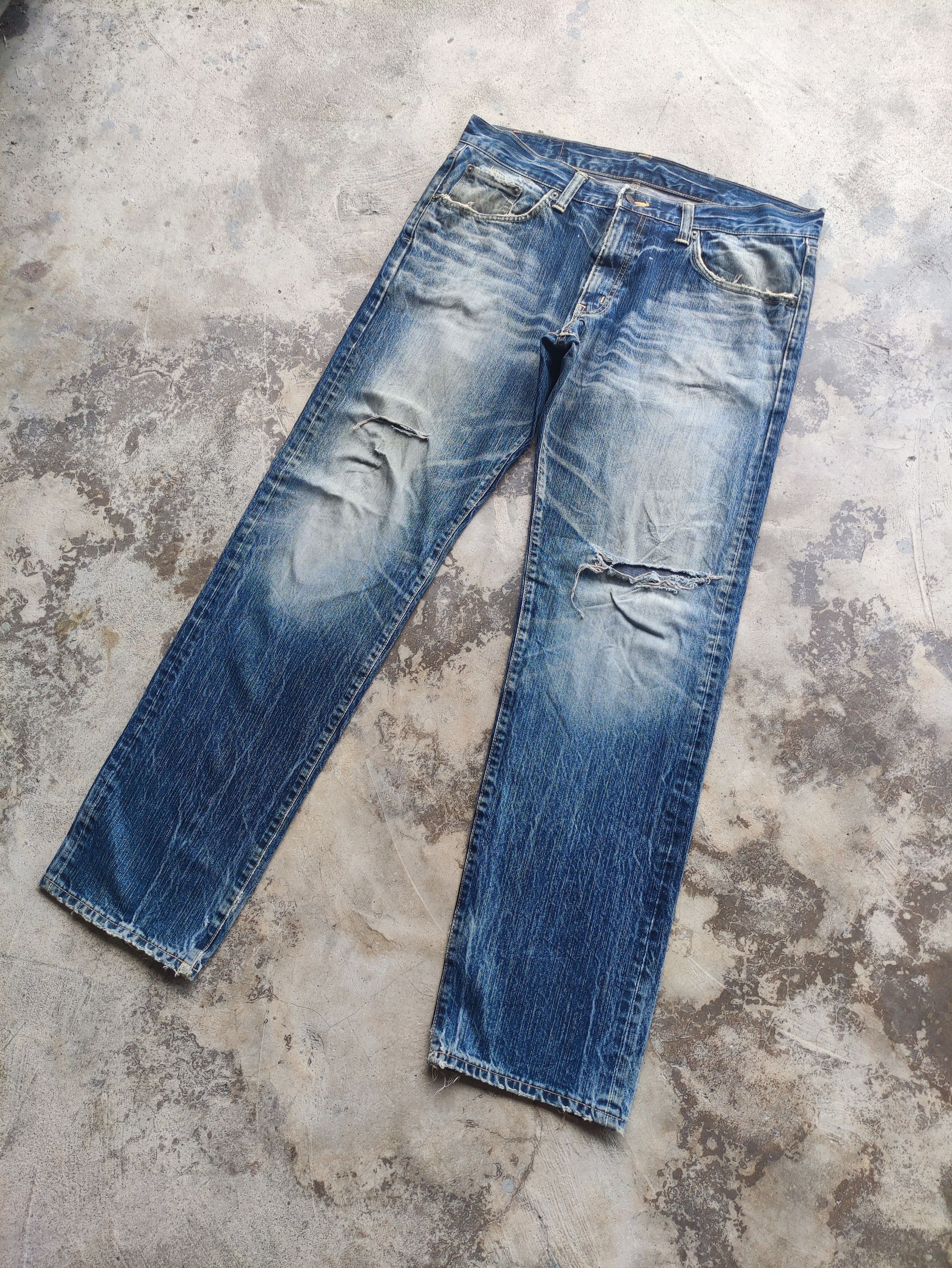 Edwin Vintage Edwin Brand Faded Distressed Ripped Denim Pants Size US 40 / EU 56 - 2 Thumbnail