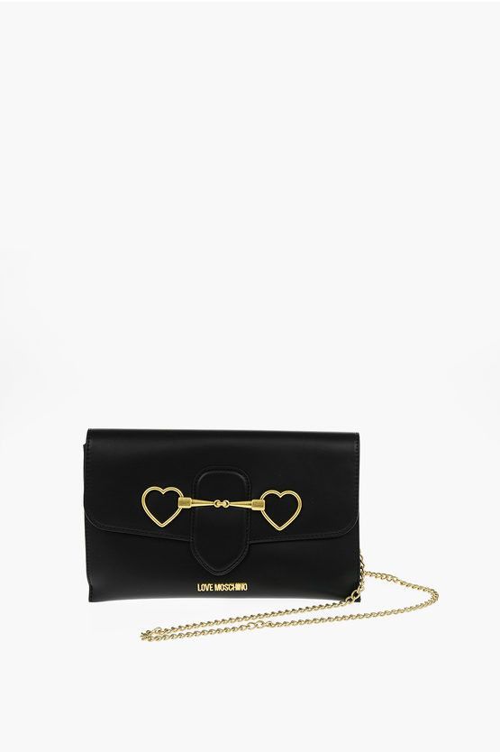 LOVE Removable Chain Shoulder Strap Faux Leather Clutch