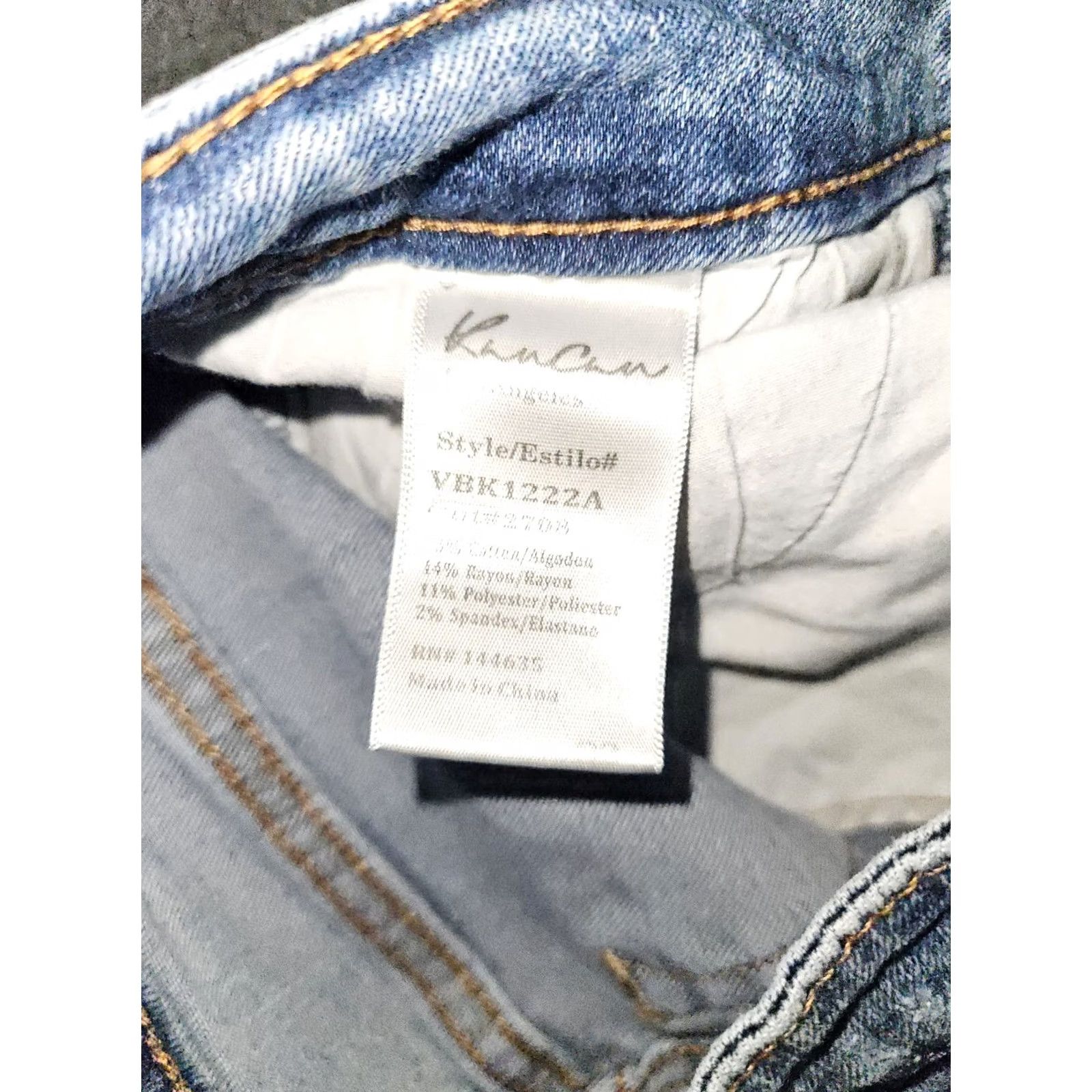 Vintage Kancan Skinny Jeans Juniors 23 Low Rise Blue Stretch Distressed Preppy Casual Denim Womens Size 40" / US 18 - 3 Thumbnail