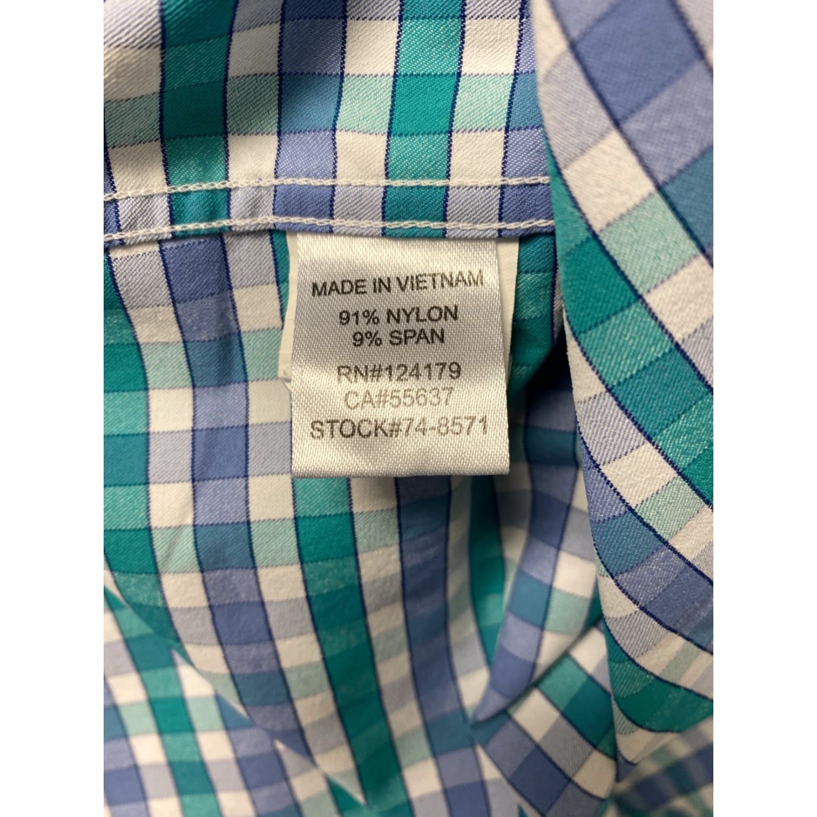 Johnston & Murphy VINTAGE Johnston & Murphy Flex Shirt Men Long Sleeve Casual Check Aqua Blue L/125-25 Size US L / EU 52-54 / 3 - 6 Thumbnail
