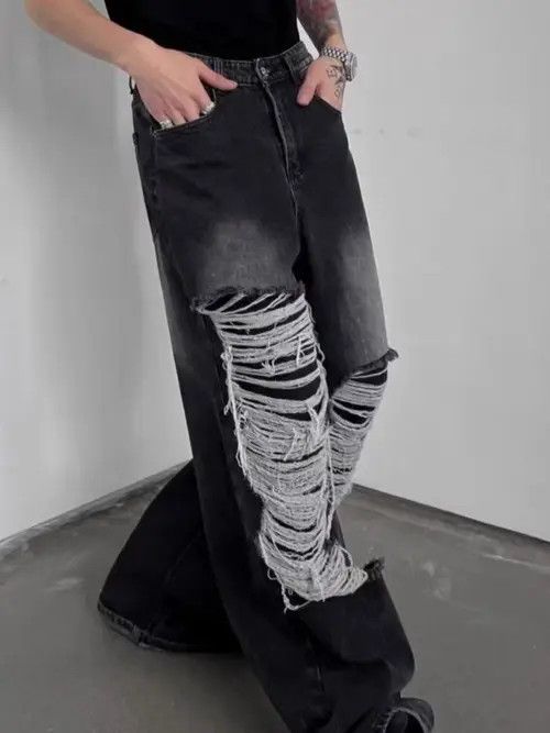 Hirase x Hara Black High Street Vintage Loose Jeans