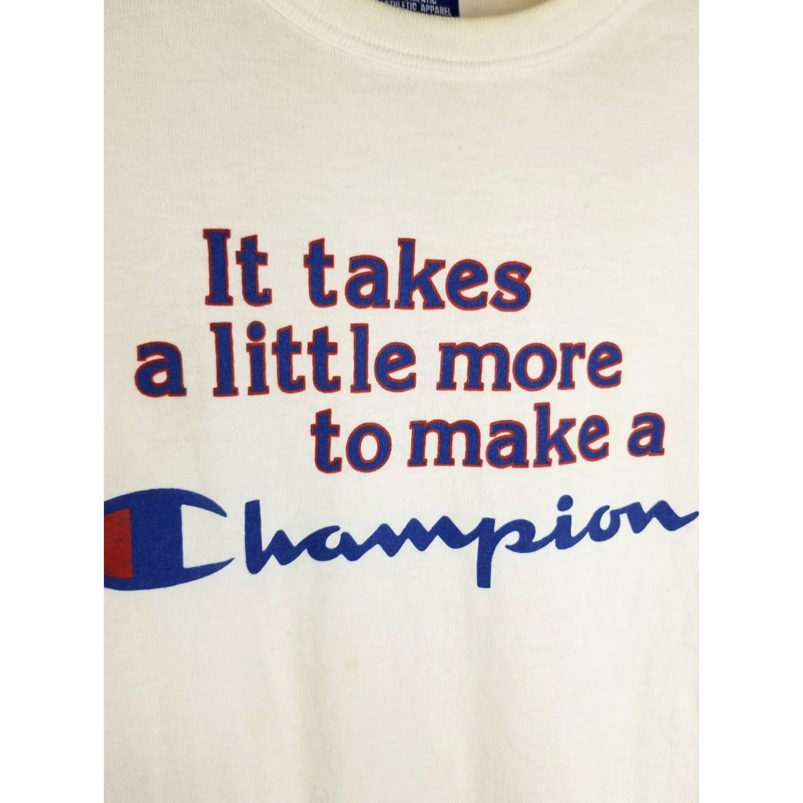 Champion VINTAGE CHAMPION IT TAKES LITTLE MORE TO MAKE A CHAMPION WHITE T-SHIRT M Mens 90s Size US M / EU 48-50 / 2 - 2 Thumbnail