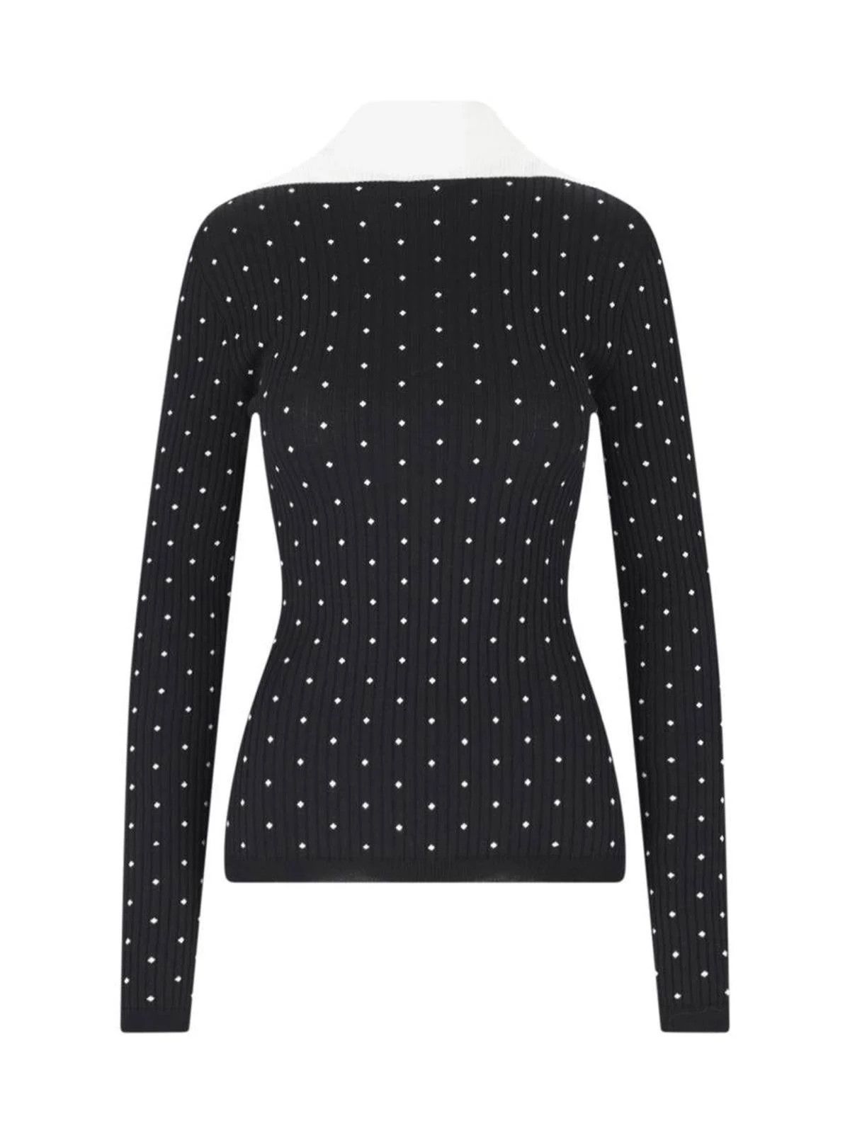 Marni o1w1db10824 Hi-neck Polka Dot Sweater in White Black Size XXL / US 16-18 / IT 52-54 - 1 Thumbnail