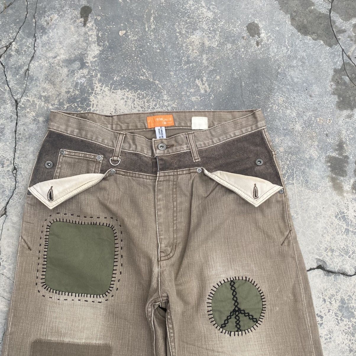 Japanese Brand Repaired Peace MONTAGE Jeans KAPITAL STYLE Size US 33 - 2 Thumbnail