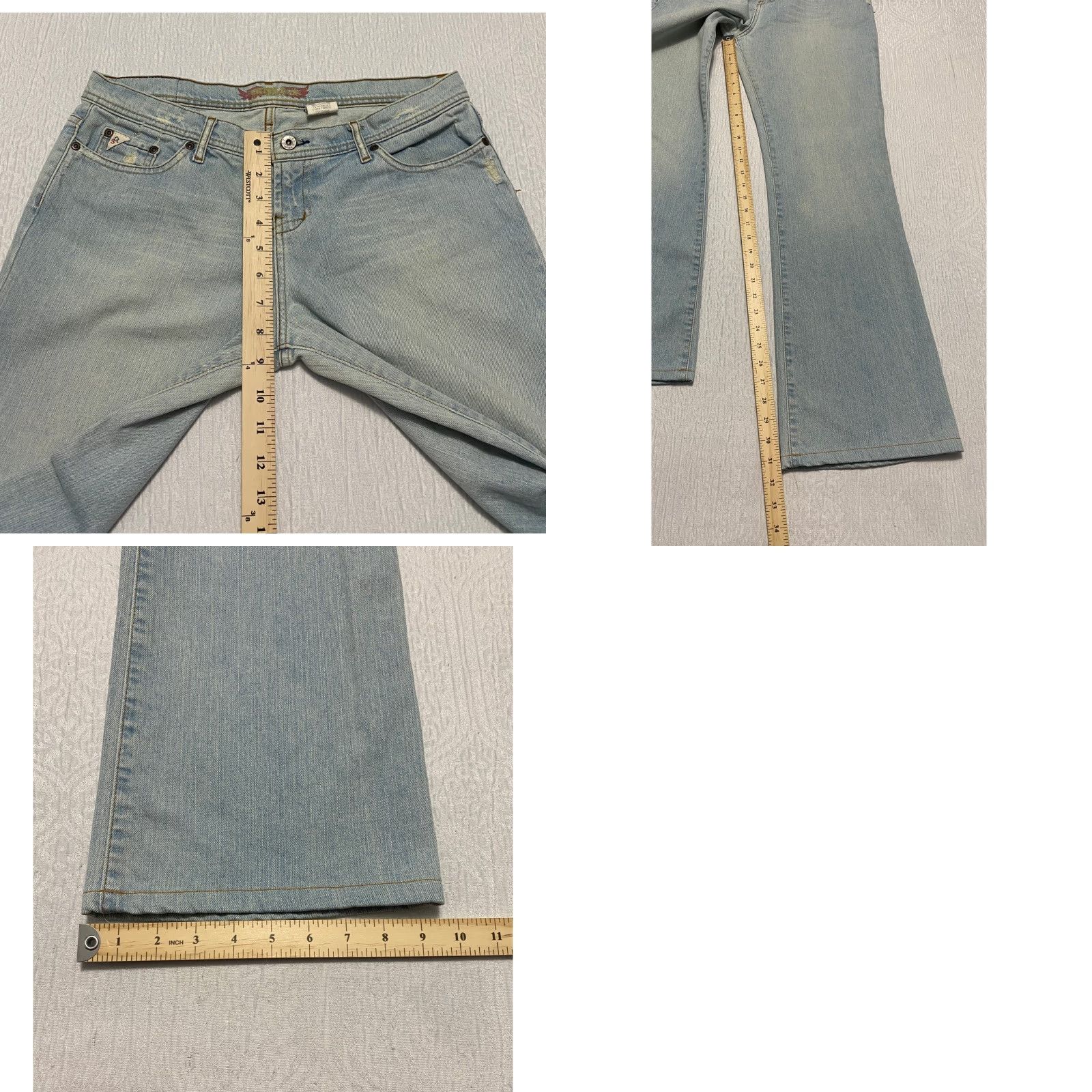 Denime VINTAGE Triple Q Deluxe Denim Bootcut Jeans Size 13 Light Wash Pockets Size 34" / US 12 / IT 48 - 8 Thumbnail