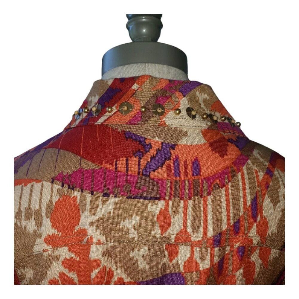 Designer CT1632 Ruby Rd. Orange Multi Denim Look Jacket 14 Size XL / US 12-14 / IT 48-50 - 6 Thumbnail