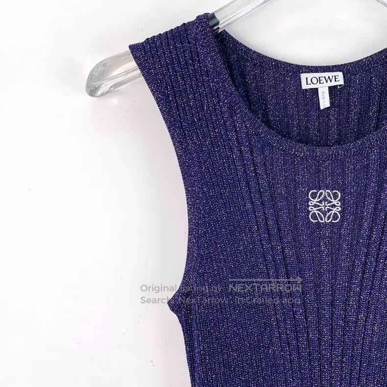 Other Loewe Deep blue logo embroidered side-slit round neck slee Size S / US 4 / IT 40 - 3 Thumbnail
