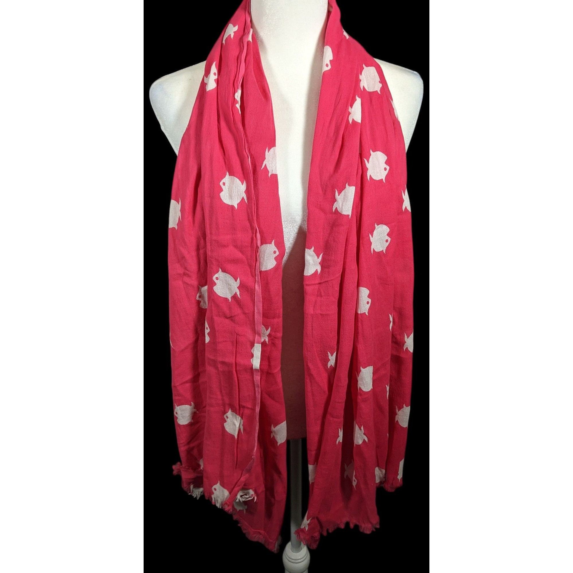 Banana Republic Banana Republic White And Pink Fish Scarf Size ONE SIZE - 3 Thumbnail