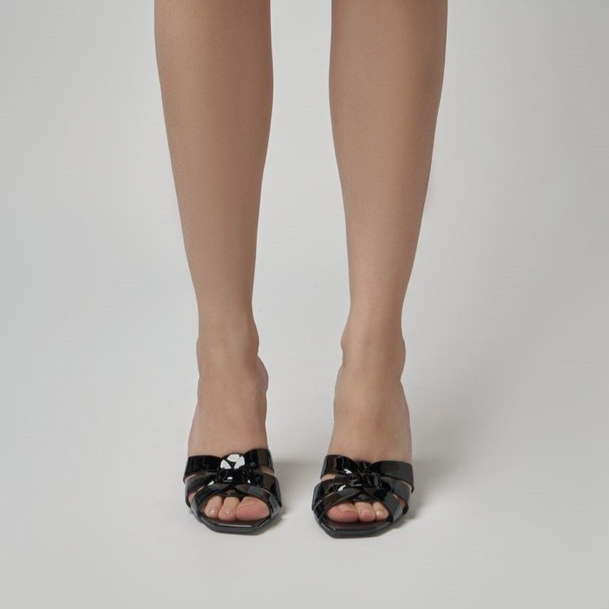 Saint Laurent Paris o1s1wg111224 Tribute 100mm Leather Mules in Black Size US 8 / IT 38 - 3 Thumbnail