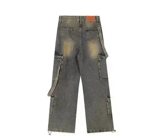VIBE Cargo Multi Pocket Wide Leg Denim Jeans Size US 32 / EU 48 - 3 Thumbnail