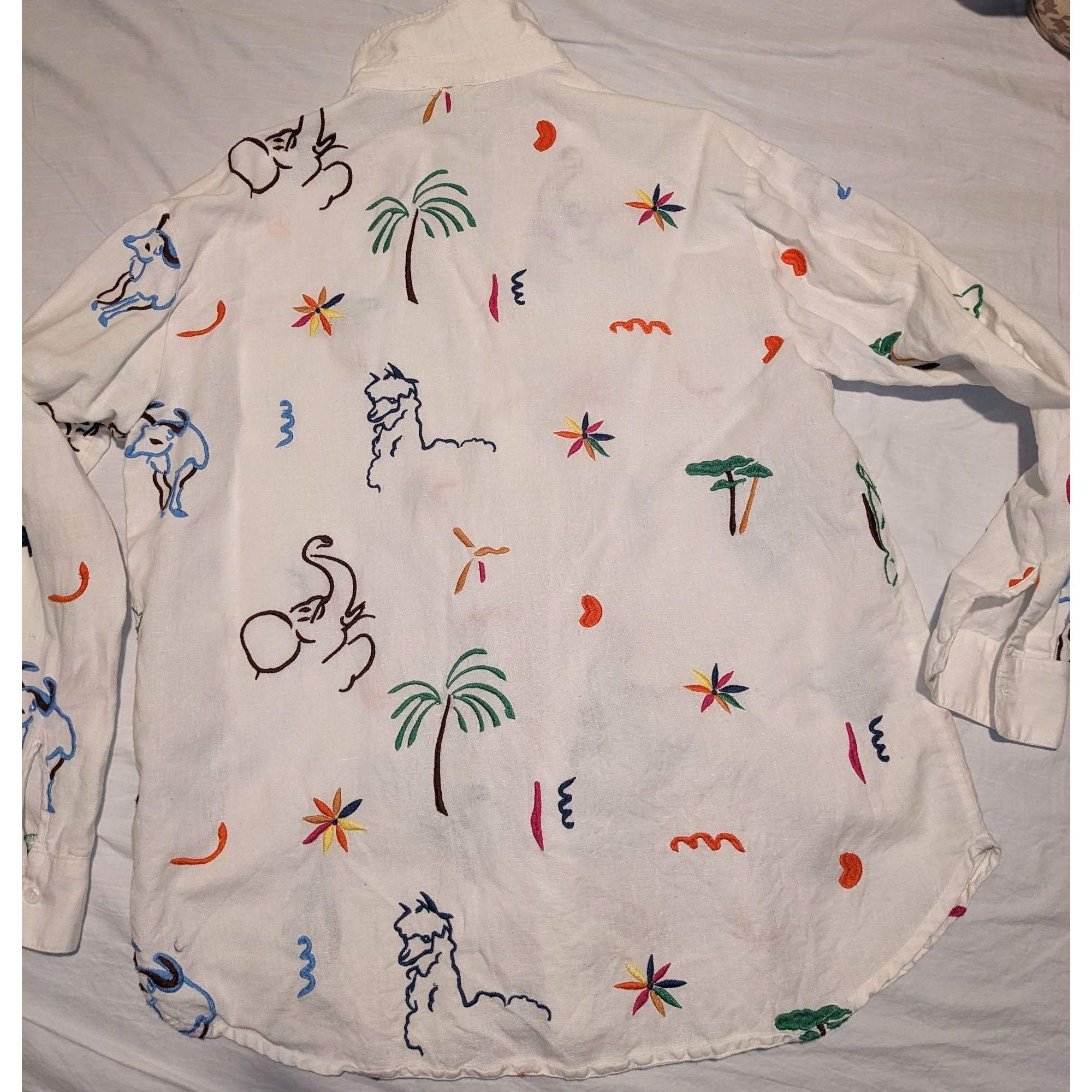 Sezane Sezane MARZIA SHIRT G.KERO linen animals print multicolor pi Size M / US 6-8 / IT 42-44 - 3 Thumbnail
