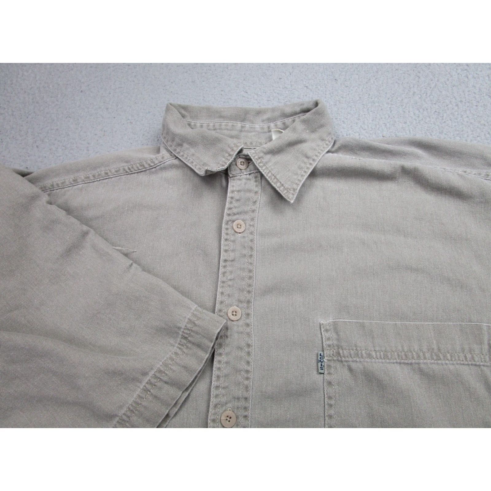 Levi's VINTAGE Levi's Canvas Shirt Men XL Beige Casual Workwear 90s Grunge Cowboy Size US XL / EU 56 / 4 - 3 Thumbnail