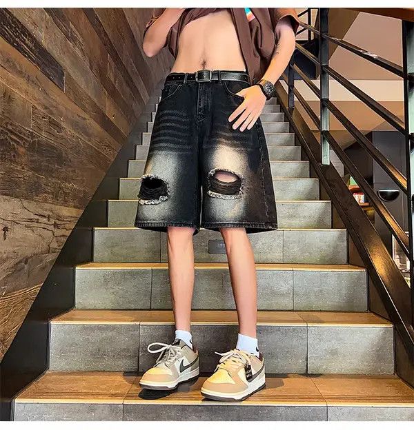 VIBE Black High Street Vintage Loose Fit Denim Shorts Size US 28 / EU 44 - 6 Thumbnail