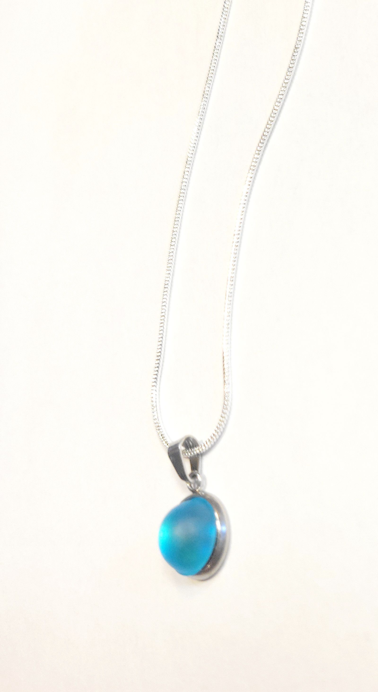 Handmade Light blue crystal rhinestone 925 sterling silver necklace Size ONE SIZE - 6 Thumbnail