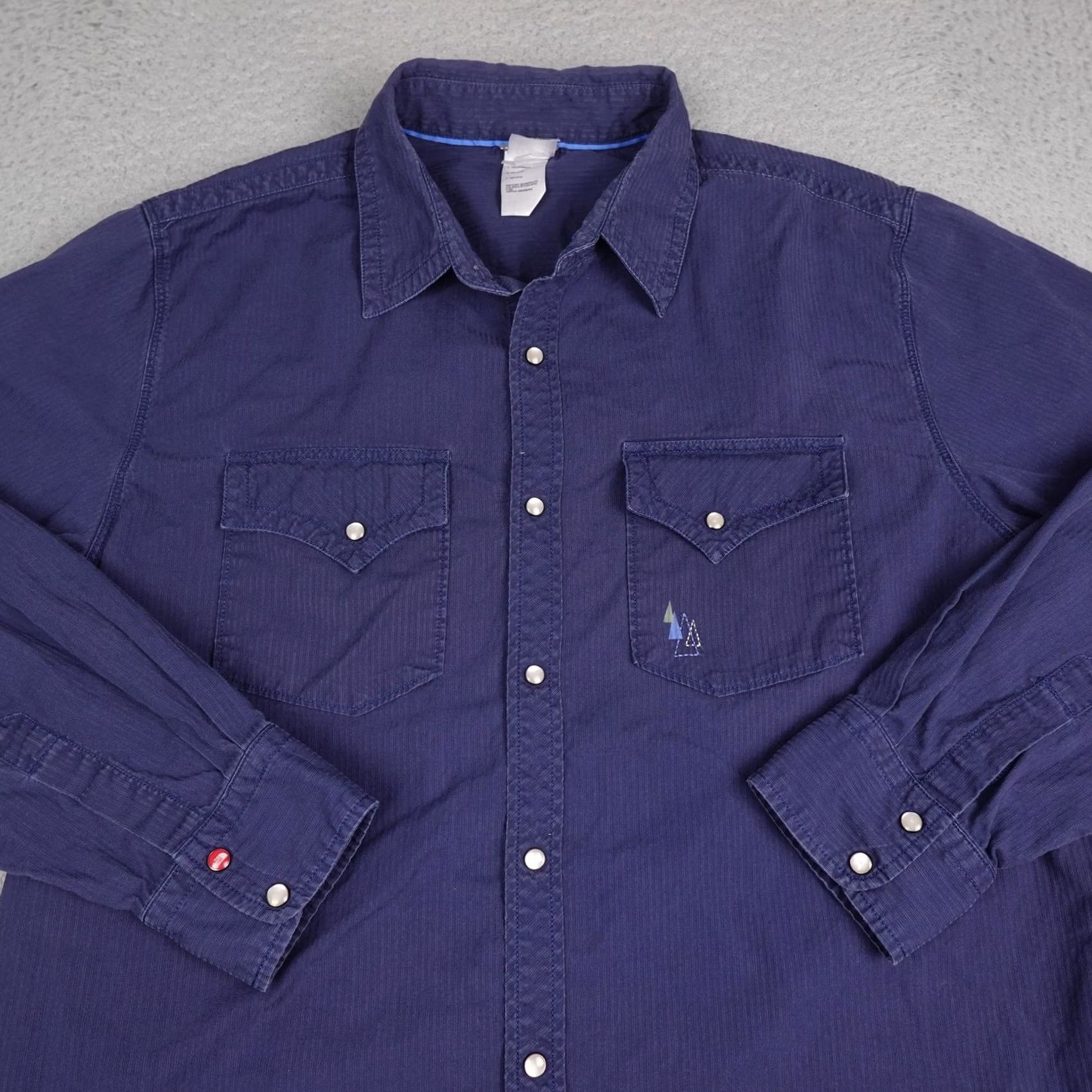 The North Face The North Face Shirt Mens XL Blue Snap Mountain Western Long Sleeve Embroidered Size US XL / EU 56 / 4 - 4 Thumbnail