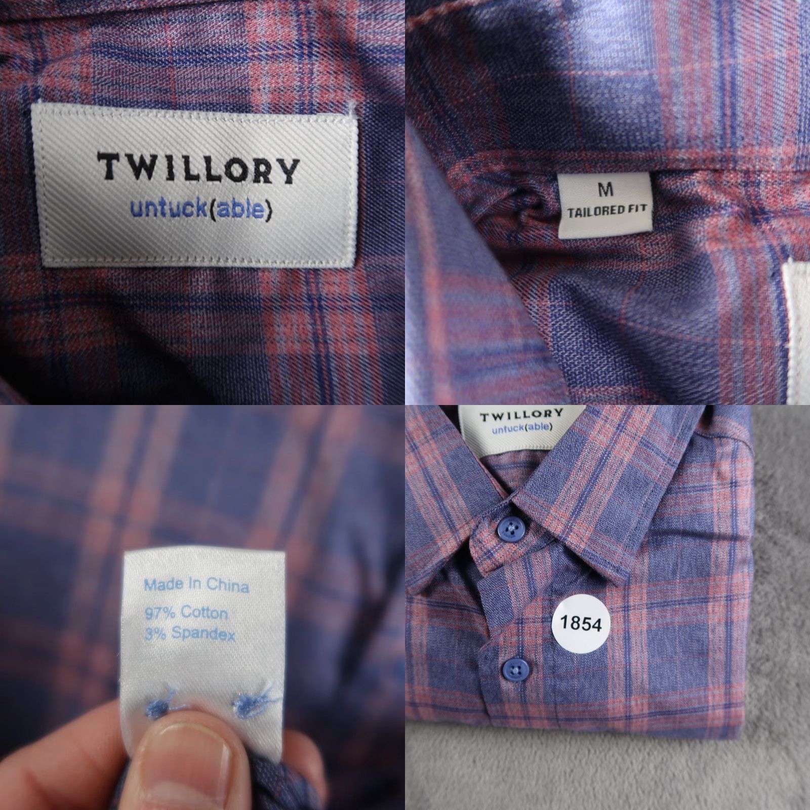 Vintage Twillory Button-Up Shirt Men M Medium Tailored Fit Plaid Stretch Wrinkle Resistant Twill Casual Travel Long Sleeve Size US M / EU 48-50 / 2 - 8 Thumbnail