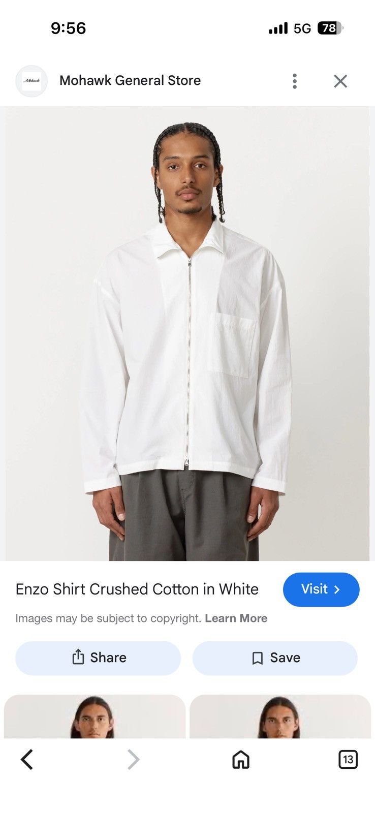 SMOCK SMOCK Enzo Shirt Crushed Cotton in White Size US L / EU 52-54 / 3 - 1 Thumbnail