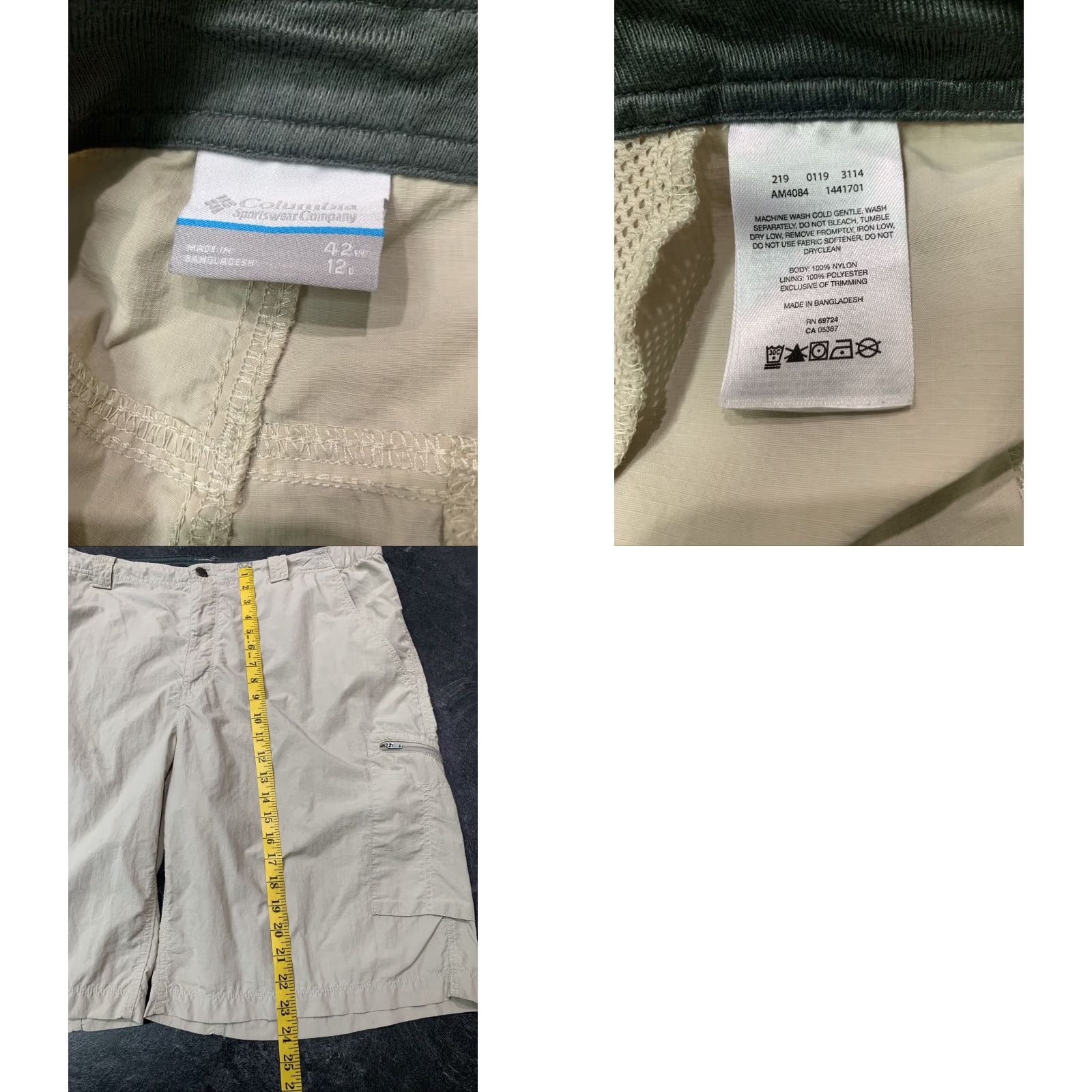 Vintage Columbia Cargo Shorts 42x12 Khaki Nylon Mens Size US 42 / EU 58 - 8 Thumbnail
