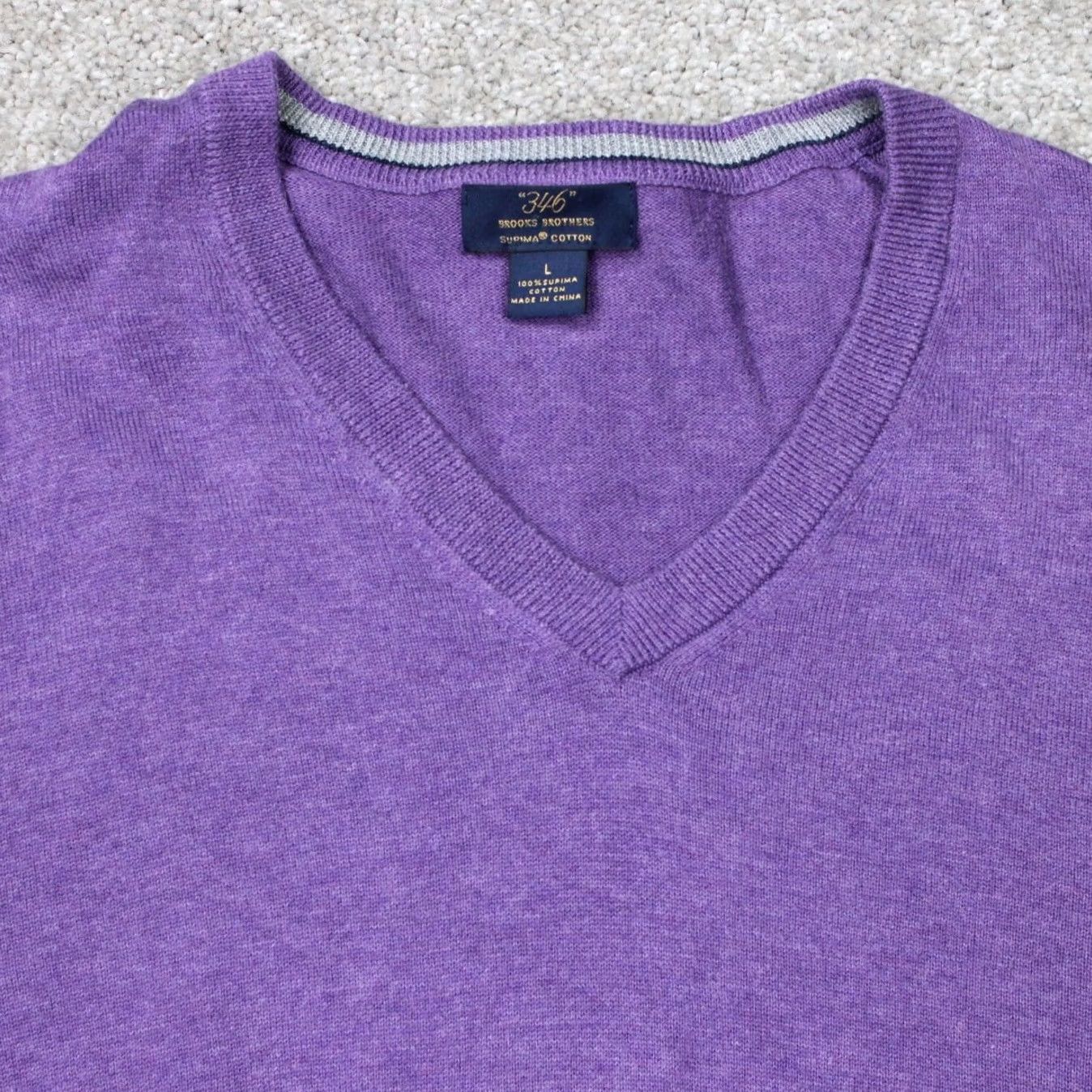 Brooks Brothers Brooks Brothers Sweater Mens Large Purple V-Neck Supima Cotton Pullover Knit Tight-Knit Classic Winter Fall Spring Summer Shirt Mens Size US L / EU 52-54 / 3 - 4 Thumbnail