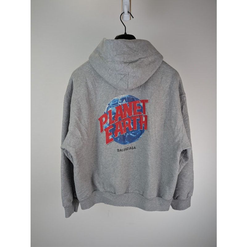 Balenciaga o1rshd1 Q:2 / Planet Earth Molleton Arch Zip-Up Hoodie Grey Size US M / EU 48-50 / 2 - 1 Thumbnail