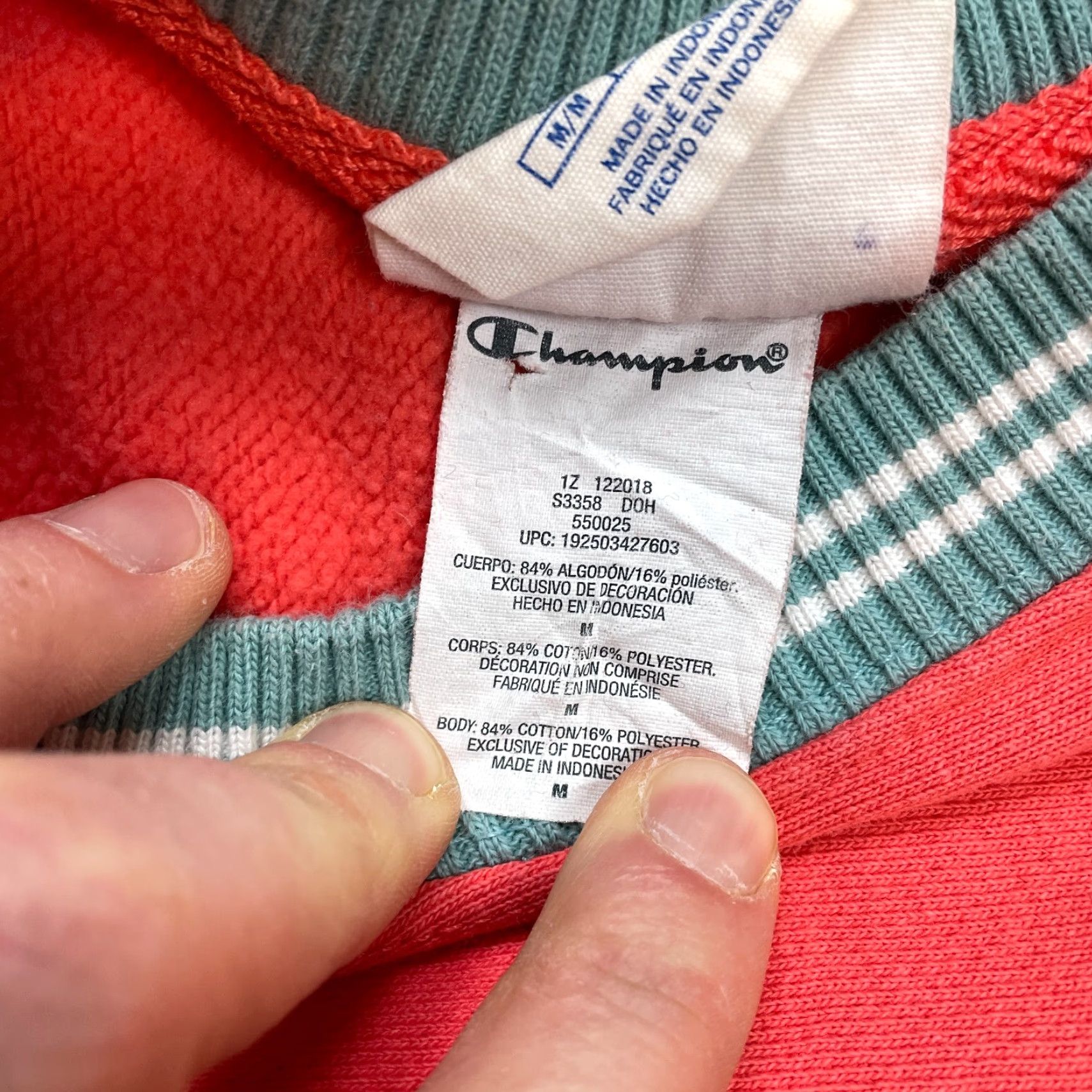 Champion VINTAGE Champion Sweatshirt Womens Medium Orange Pullover Ringer Reverse Weave Crew Neck Long Sleeve Logo Solid Retro Men/Women? Size M / US 6-8 / IT 42-44 - 6 Thumbnail
