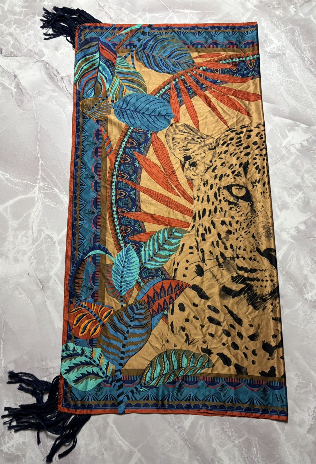 Other Wild Leopard Print Fringed Scarf Large Square Boho Size ONE SIZE - 3 Thumbnail