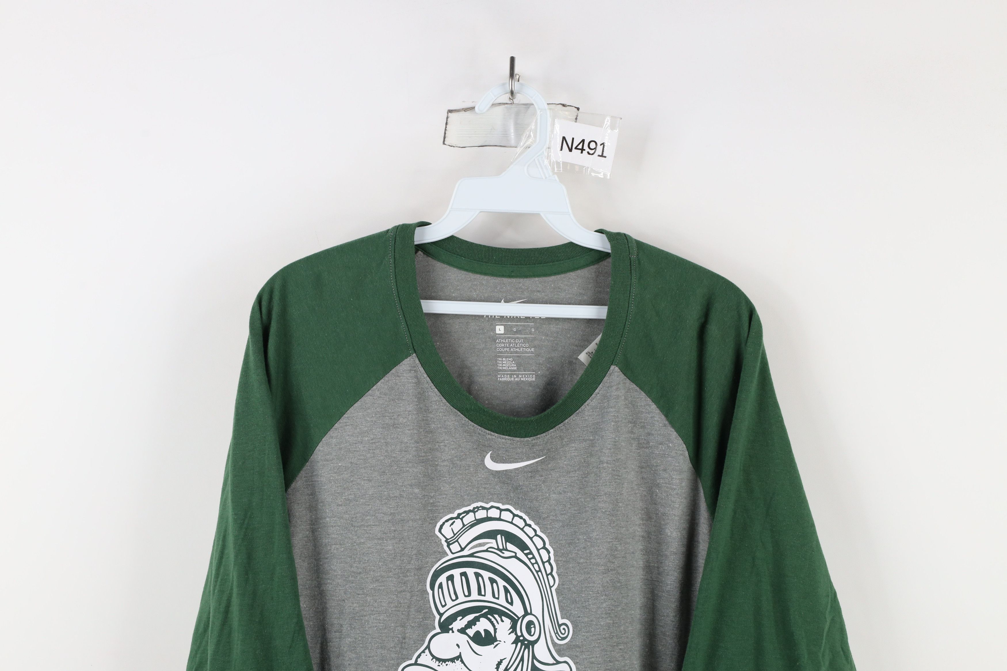 Nike × Vintage Nike Mini Swoosh Michigan State University Raglan T-Shirt Size US L / EU 52-54 / 3 - 2 Thumbnail