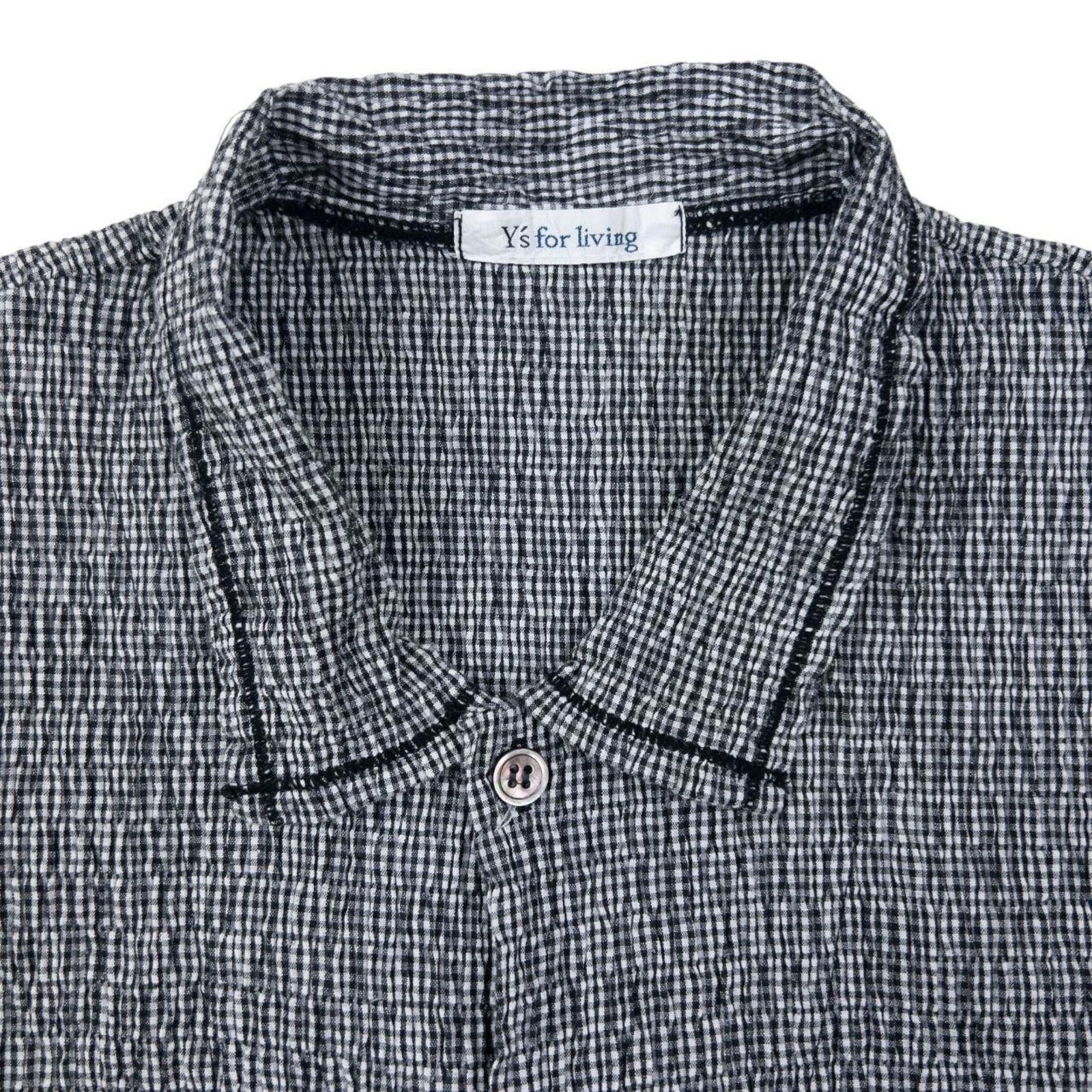 Yohji Yamamoto Vintage Yohji Yamamoto Checkered Ruched Button Up Shirt M Size US M / EU 48-50 / 2 - 3 Thumbnail