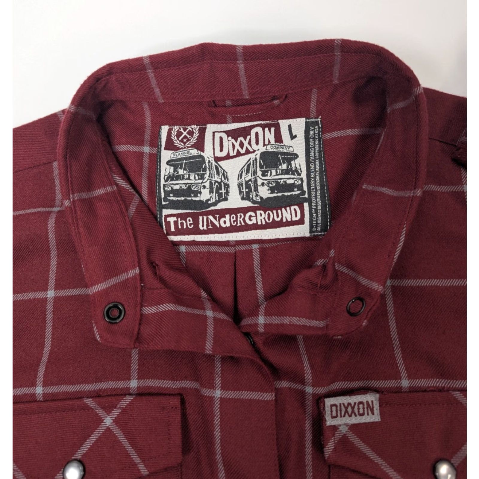 Vintage Dixxon Shirt Women Large The Underground Burgundy Pearl Snap Long Sleeve Plaid Red Button-Up Casual Travel Workwear Size L / US 10 / IT 46 - 7 Thumbnail