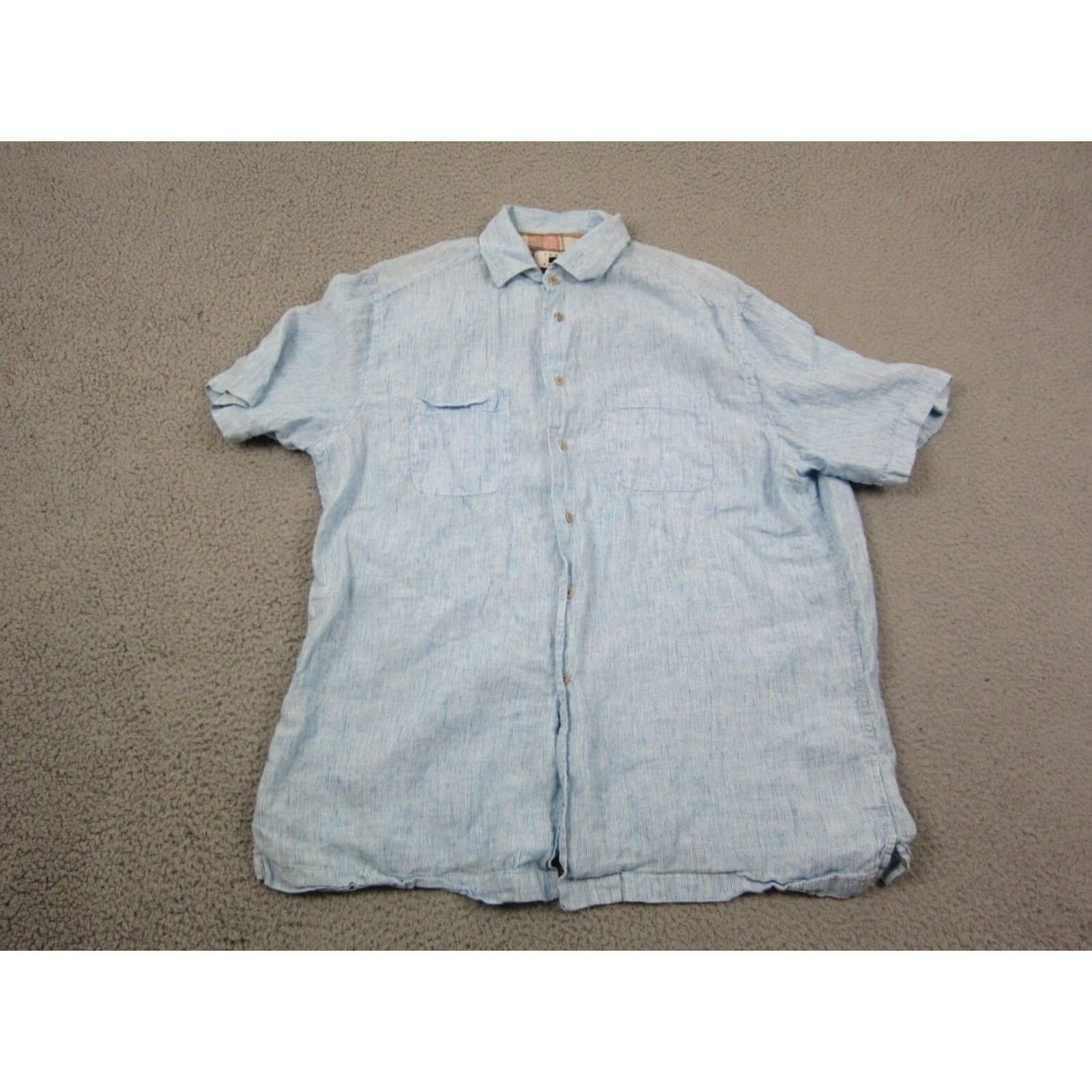 Joseph Abboud Joseph Abboud Shirt Mens XL Blue Pinstriped Linen Button-Up Short Sleeve Casual Workwear 90s City Western Size US XL / EU 56 / 4 - 2 Thumbnail